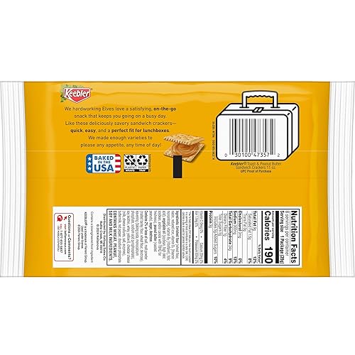 Miniatura 3 de Keebler Sandwich Crackers, Single Serve Snack Crackers, Office and Kids Snacks, Toast and Peanut Butter (12 Trays, 96 Packs)