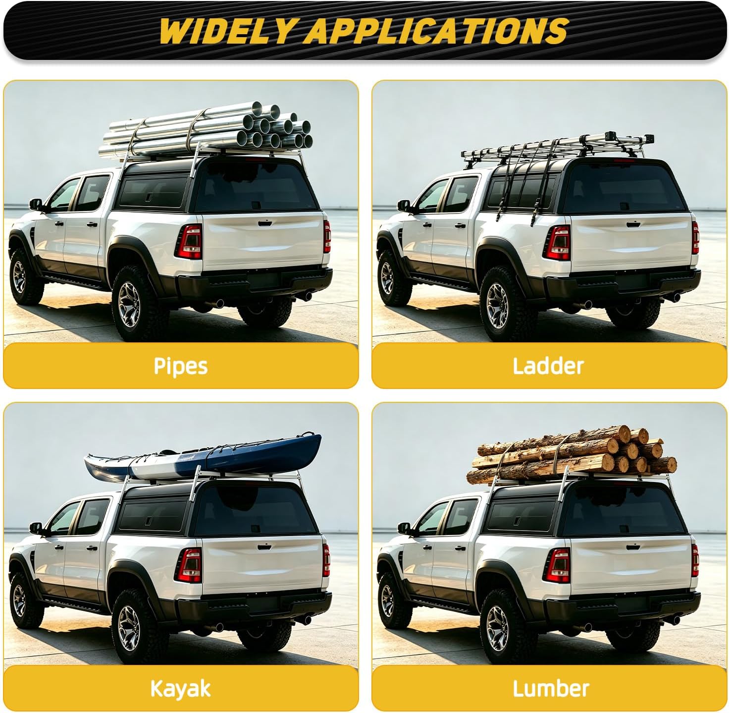 Adjustable Pickup Truck Cap Topper Ladder Rack Aluminum