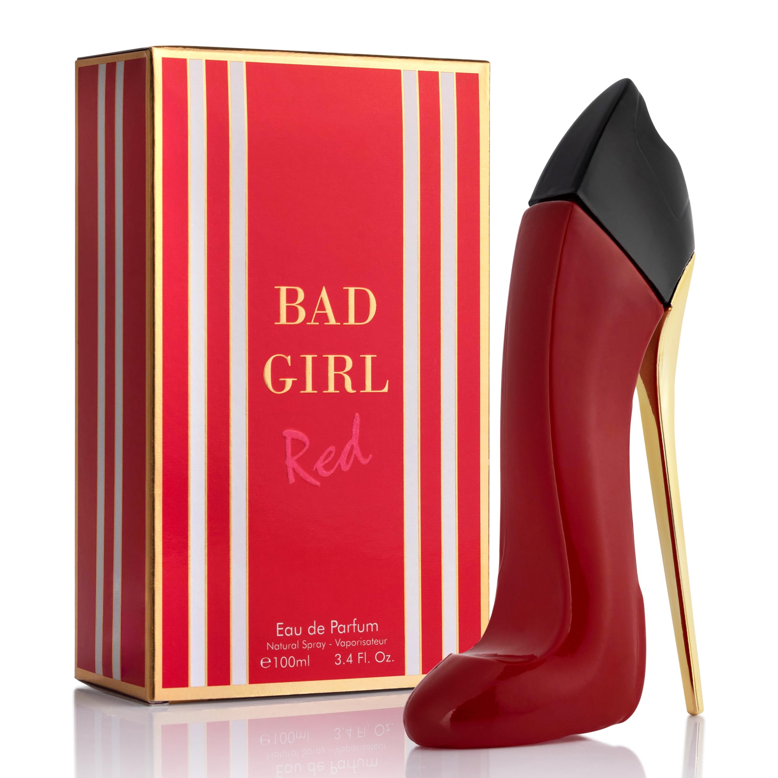 Bad Girl Red for Women - Floral Fruity Grafrance - Top Notes of Red Currant, Wild Berry & Lychee - Base Scents of Vanilla & Vetiver - Vegan, Natural, Mild & Free of Parabens - Elegant 100ml Bottle