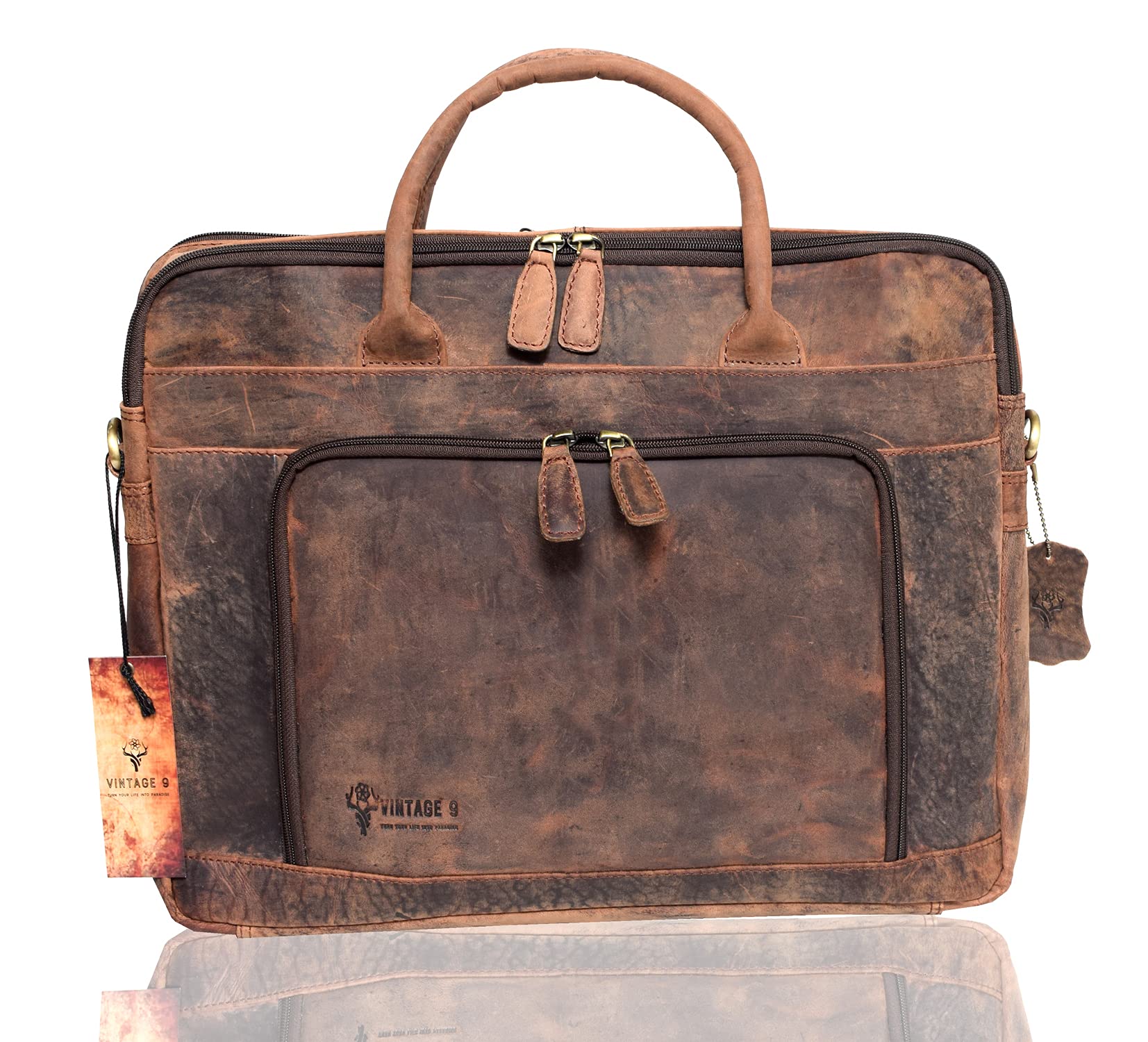 VINTAGE9 Leather Laptop Bag - Marmora (Burgundy Hunter) (B098DPFV2T) Amazon Price History, Amazon Price Tracker