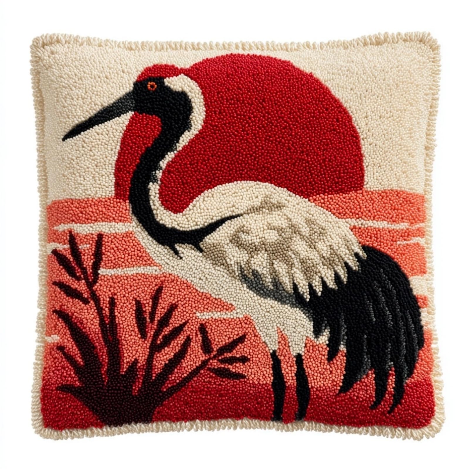 Axiangzik Red-Crowned Crane Latch Hook Pillow Kits 17X17in,