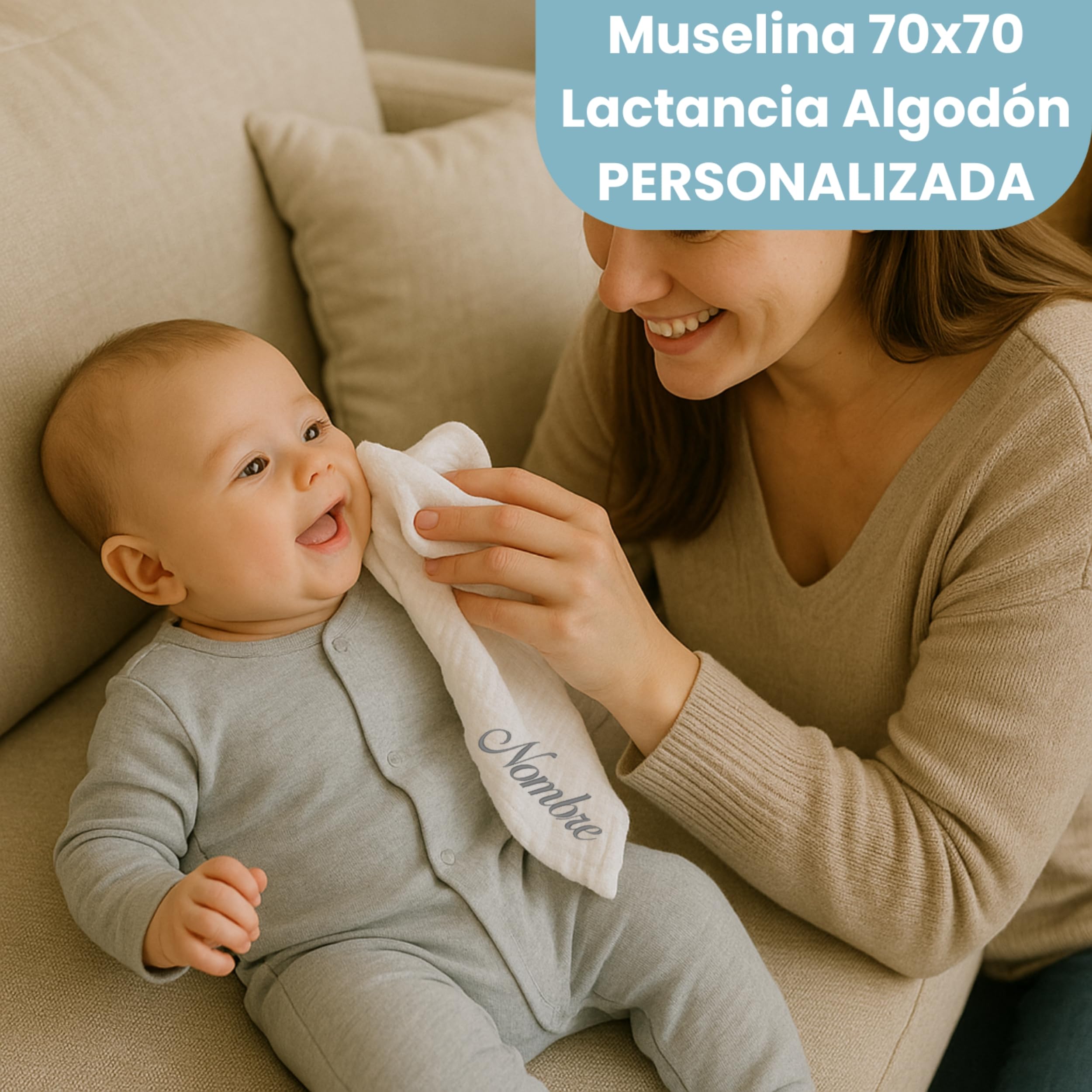 Canastilla Bebé Recién Nacido Happy Ovejita Peluche Pañales | Cesta con manta suave, peluche ovejita, muselina bordada con el nombre, marco del significado y pastel de pañales