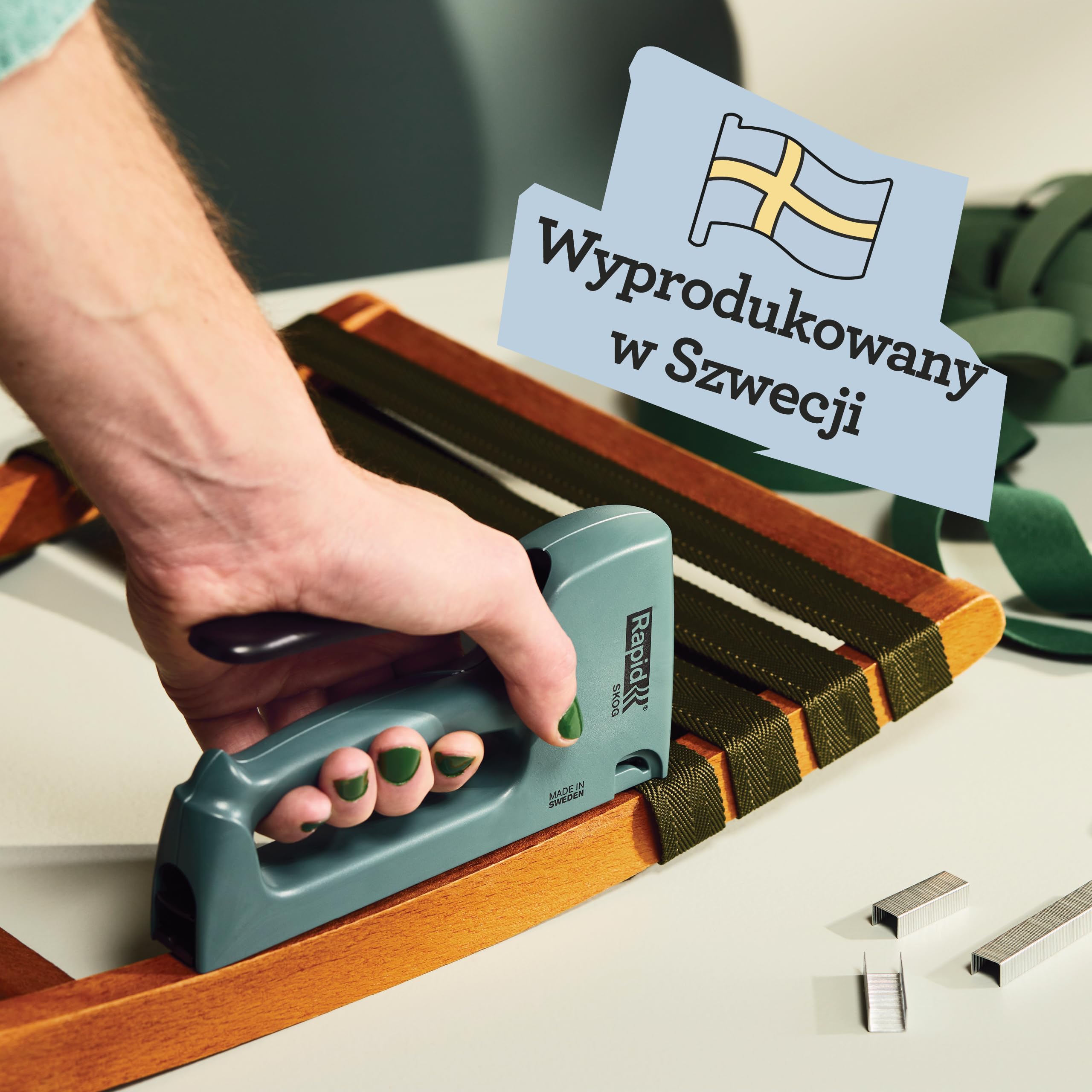 Rapid, Zszywacz Ręczny Rapid R53E Skog do Zszywek Nr 53 (4–10 mm), Wewnętrzne Zużywalne Części ze Stali, Plastik w 90% Pochodzący z Recyklingu, Wyprodukowany w Szwecji, Kolor Zielony