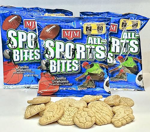 Miniatura 7 de MJM All-Sports Bites Vanillas Grahams - Caja de 150 paquetes  Snack para estilos de vida activos  Sabor a vainilla saludable  Conveniente y sobre la