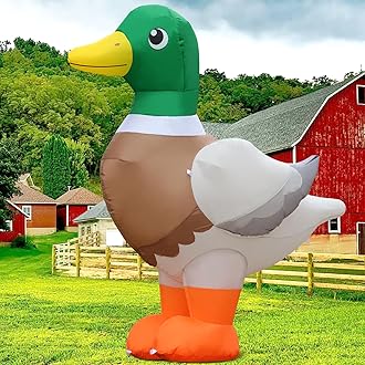 DomKom 6FT Mallard Duck Inflatables Christmas Spring, Farm Ranch Blow up Animals Cute, Decorations Outdoor Yard Built-in LED Lights Big Large Decor Party Farm Lawn Holiday OutsideClimatePartner certified