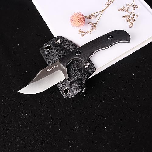 Miniatura 6 de MASALONG kni232 EDC 9Cr14MOV - Cuchillo de acero inoxidable duro para acampar (cuchillo de carnicero B)
