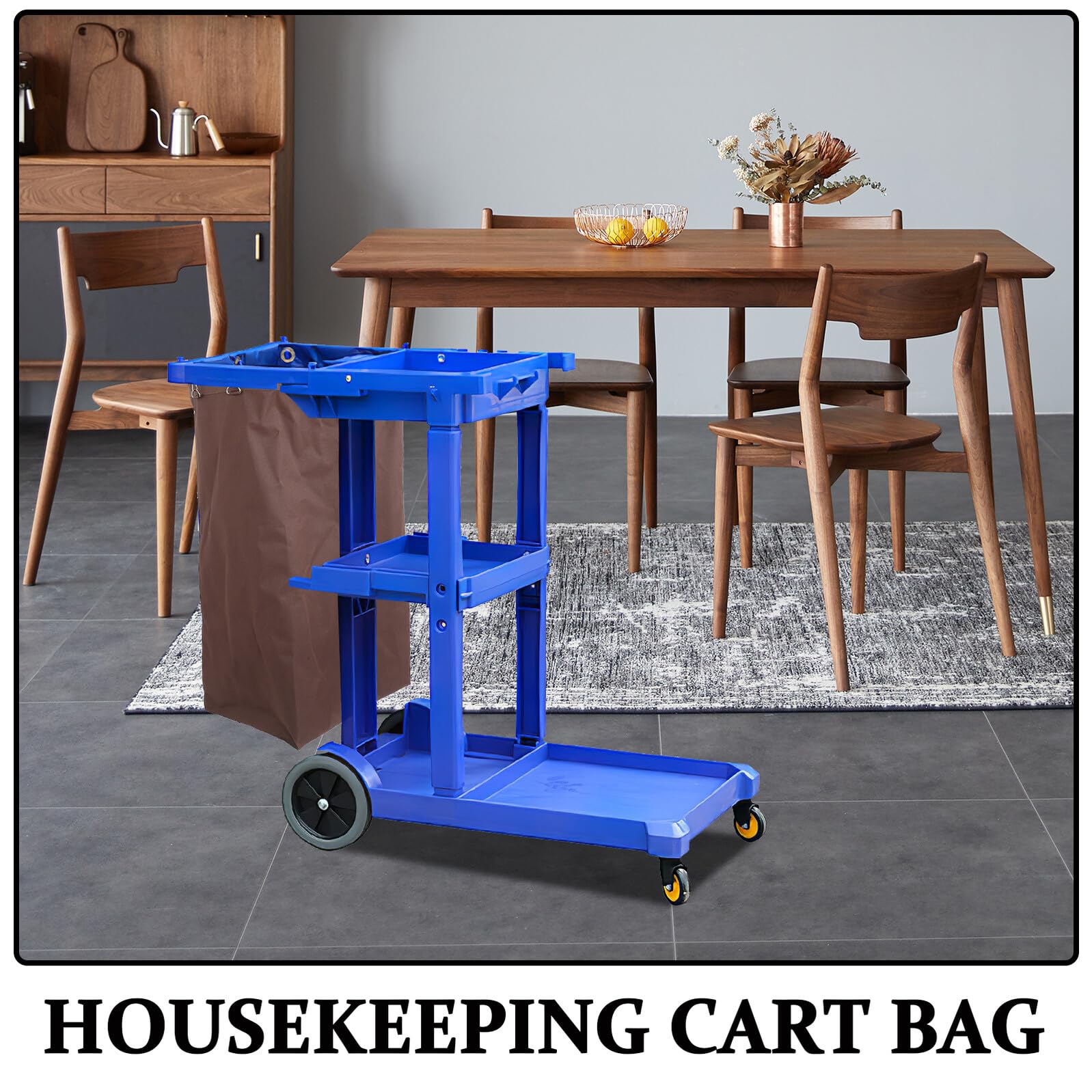 Sacco Portabiancheria da Appendere per Carrello Pulizie in Oxford Marrone | Cloths e Linens, Uso Commerciale, Borsa Organizzativa Versatile, Affidabile per Housekeeping