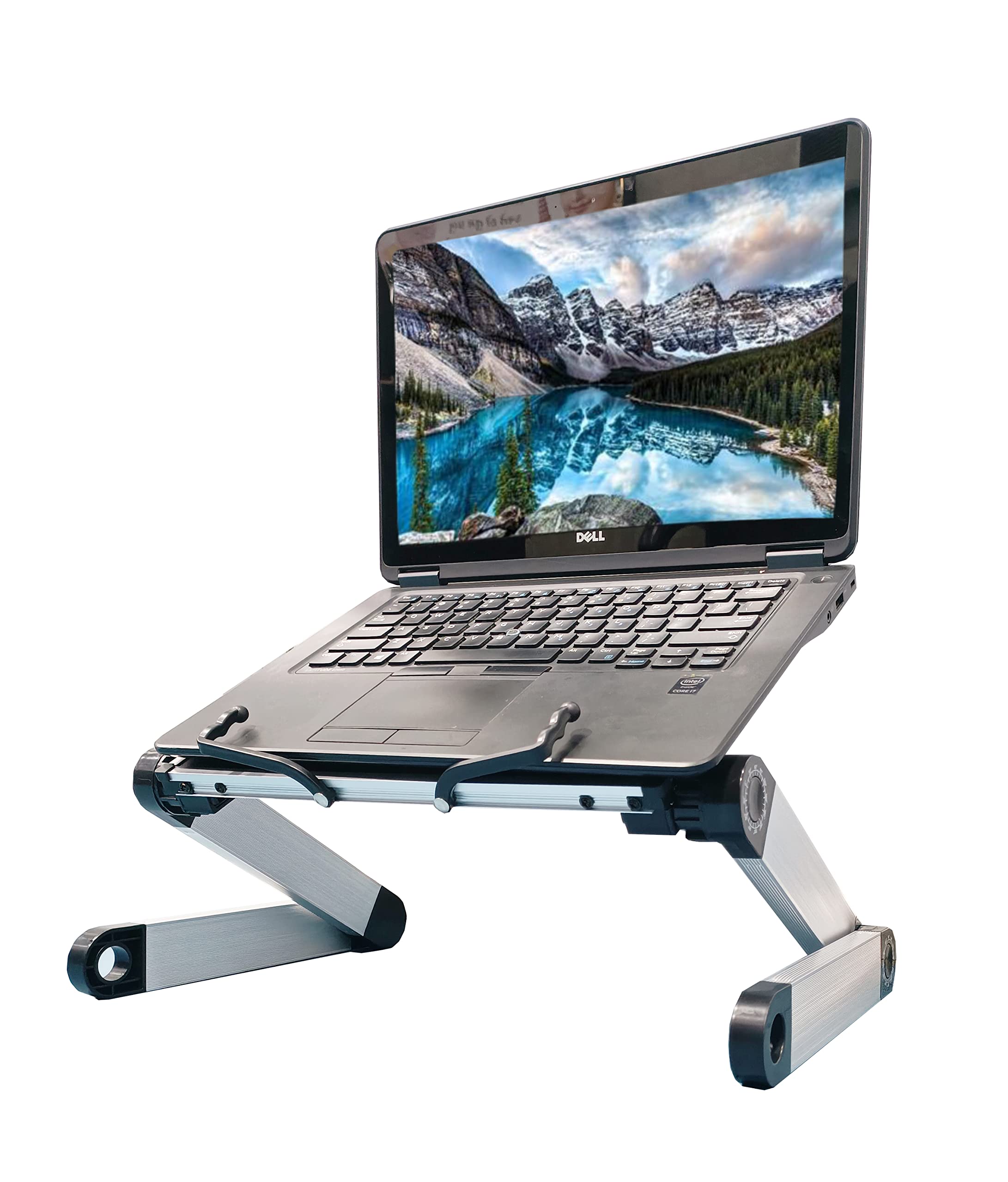 Krevia Adjustable Laptop and Book Stand – Foldable Aluminum Desktop Holder with Page Clips, Multi-Angle Ergonomic Design for Reading, Study, Tablet, Laptop Use – Portable & Lightweight (Silver)