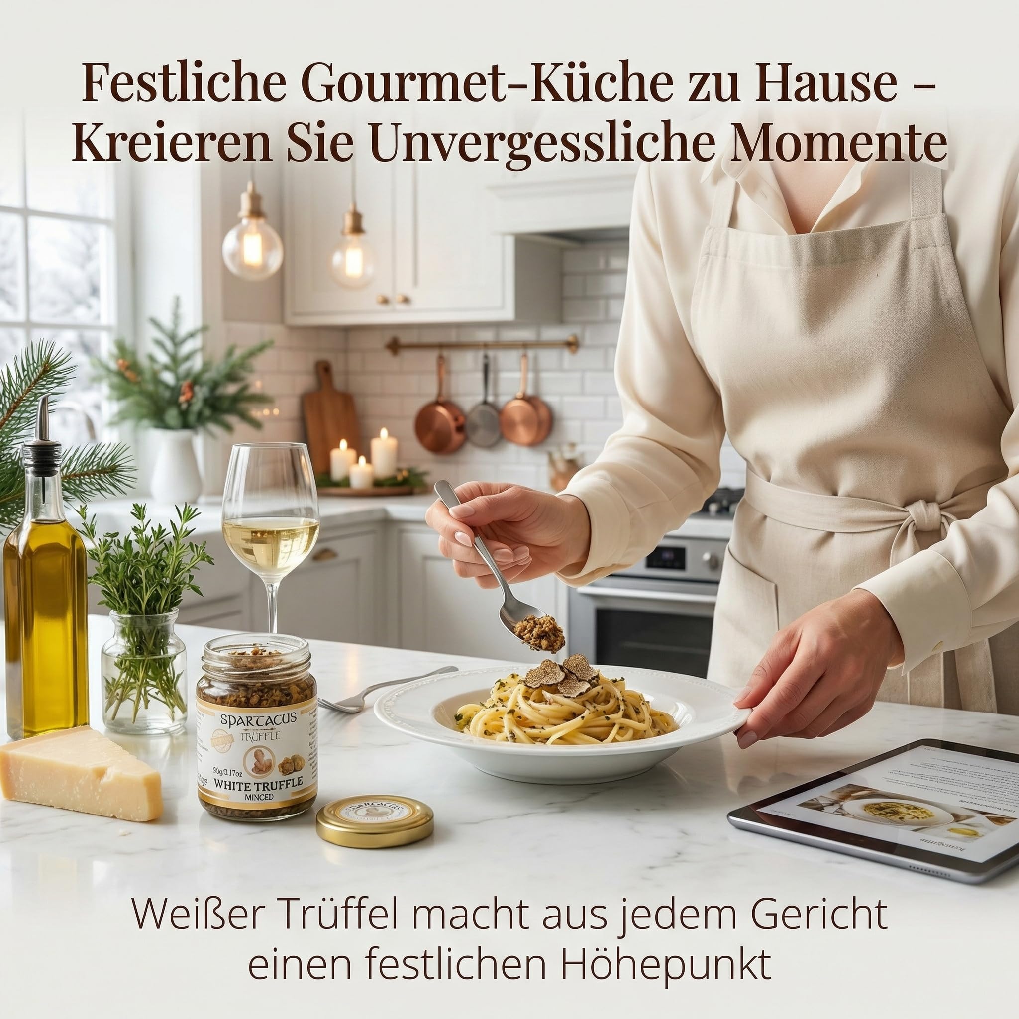 Spartacus Weißer Trüffel Gehackt, 90g | Tuber Aestivum Trüffelstücke, Natives Olivenöl Extra, Tartufo Bianco Gourmet aus Europa, Ohne Zusätze