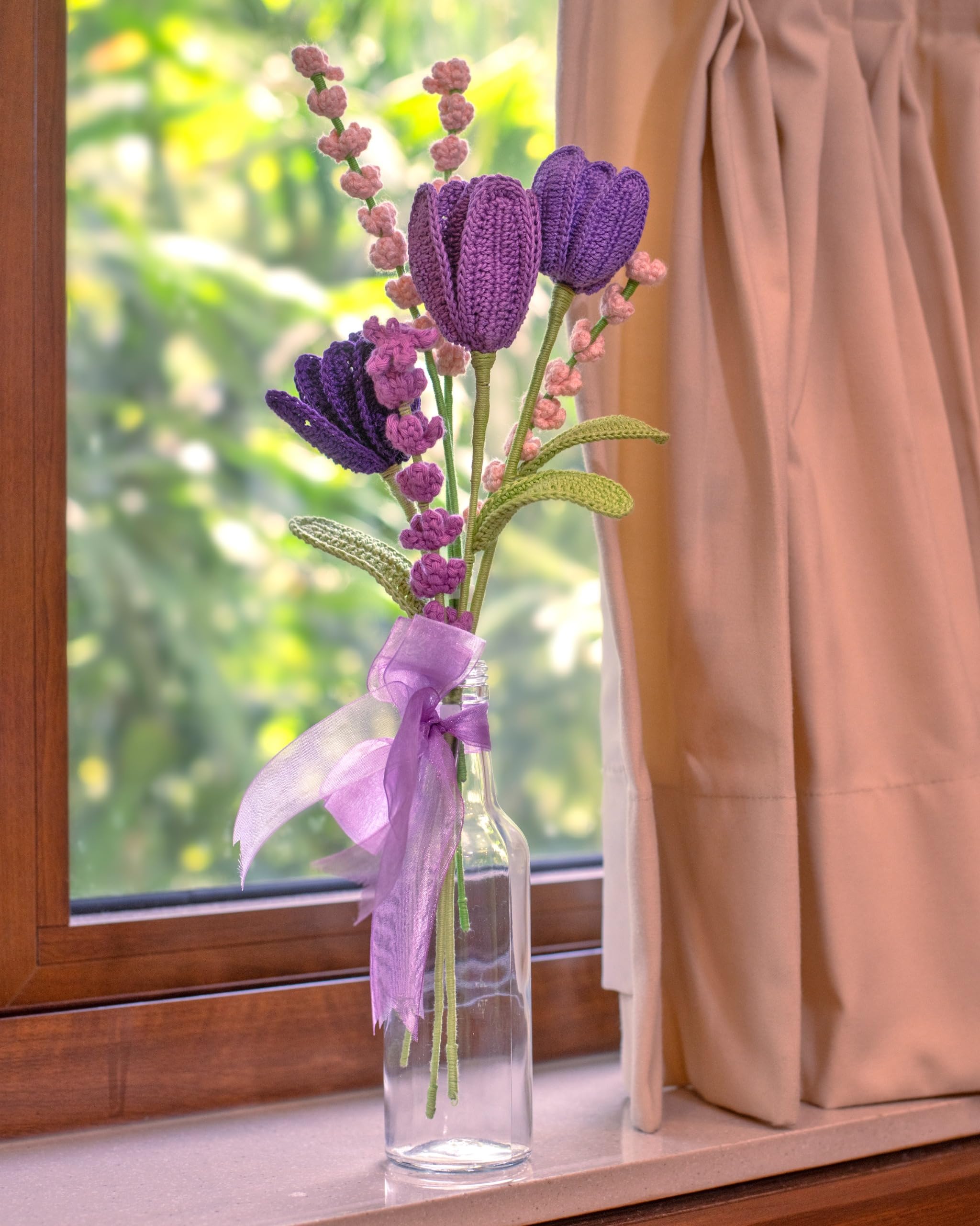 Happy threads,Handmade Crochet Tulip Vase Bouquet, Best Decorative