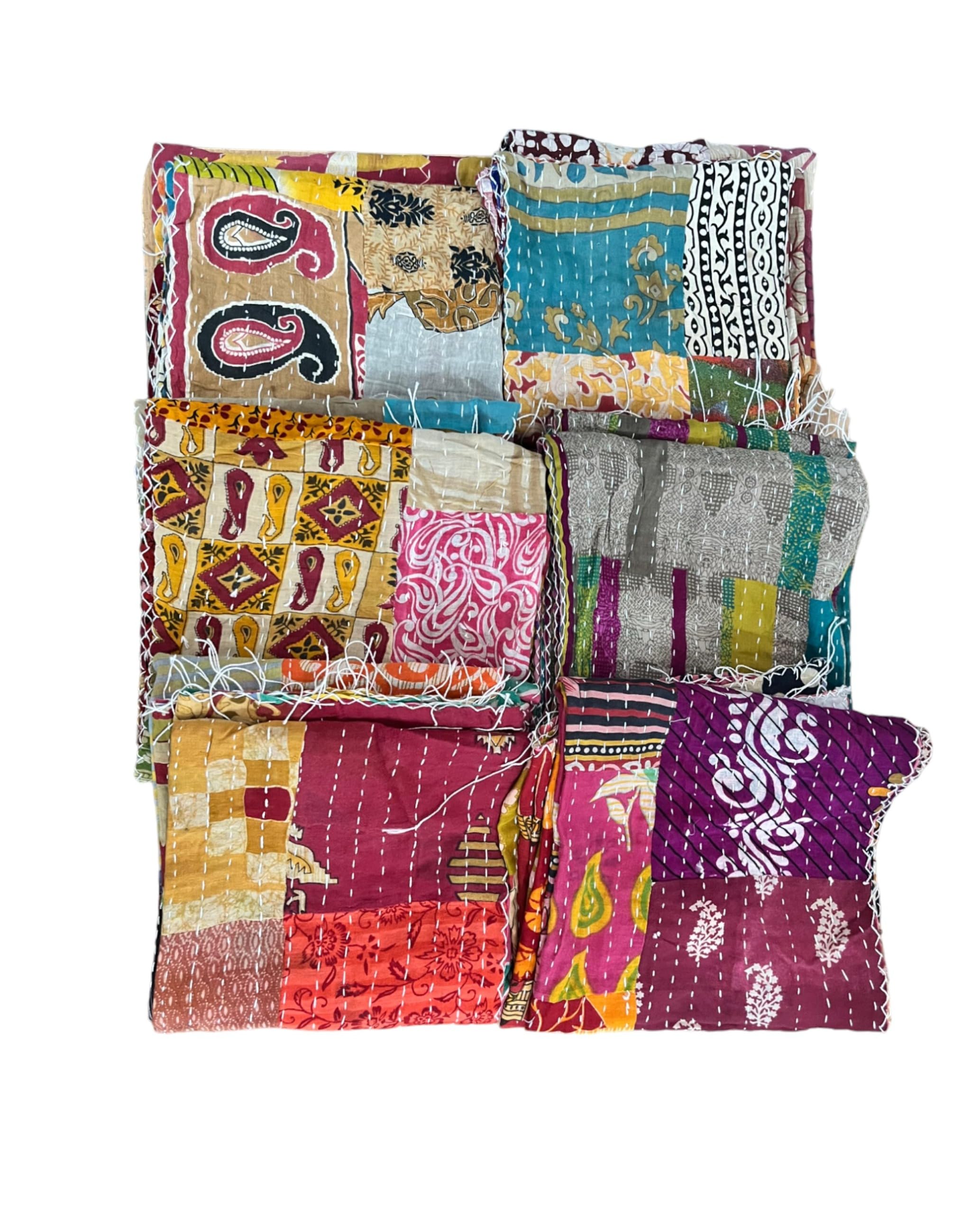 Pañuelos de algodón Kantha estilo vintage, 10 unidades
