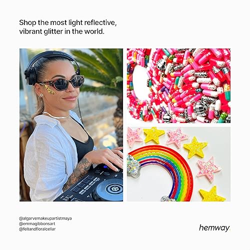 Miniatura 6 de Hemway Brillo amarillo fluorescente fino de 459oz46 onzas en polvo de resina metálica para manualidades con purpurina para vasos epoxi cabello cara