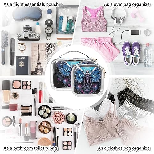 Miniatura 7 de Y2k Gothic Butterfly Clear Toiletry Bag for Traveling,2 Pack Makeup Cosmetic Bag with Zipper,Travel Bag for Toiletries,Travel Essentials 21215342