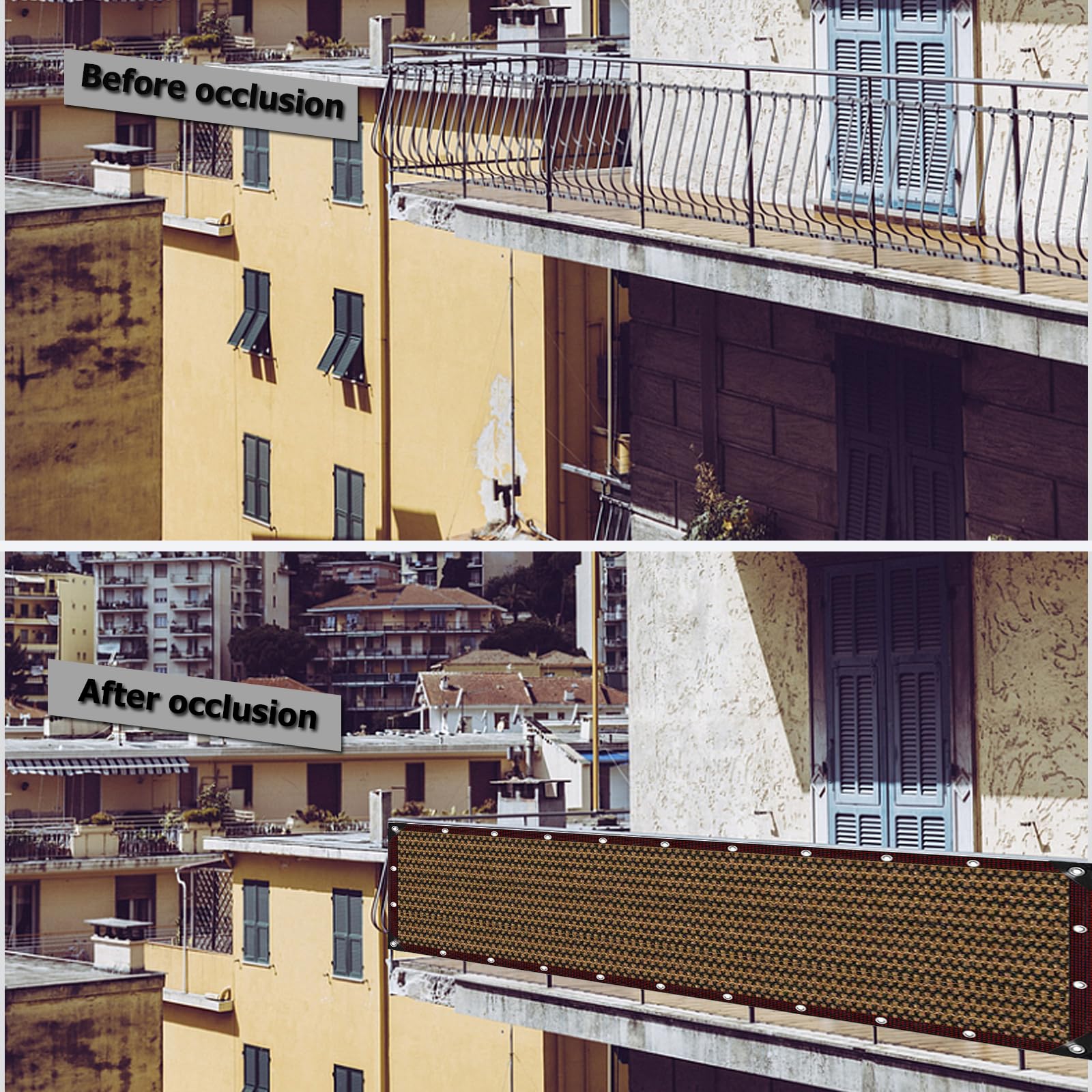 Privacidad de Balcón y Pantallas 1X10M ，Tela de privacidad Protección UV,Impermeable,Resistente al Viento,Malla de Ocultación para Jardín Exterior,con Ataduras de Cables Gris