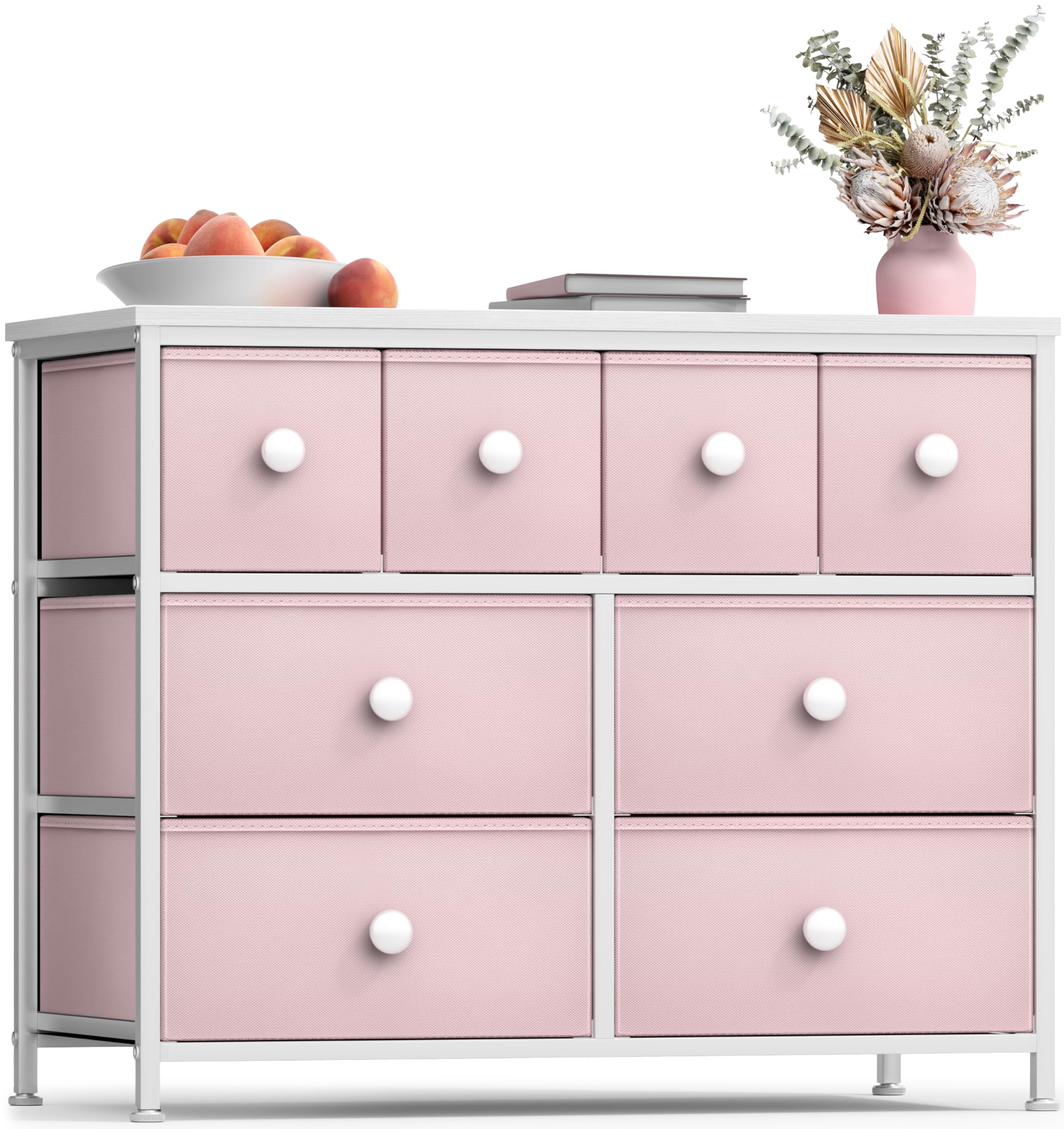 Sorbus Fabric Dresser for Kids Bedroom - Chest of 8 Drawers, Storage Tower, Clothing Organizer, for Closet, for Playroom, for Nursery, Steel Frame,