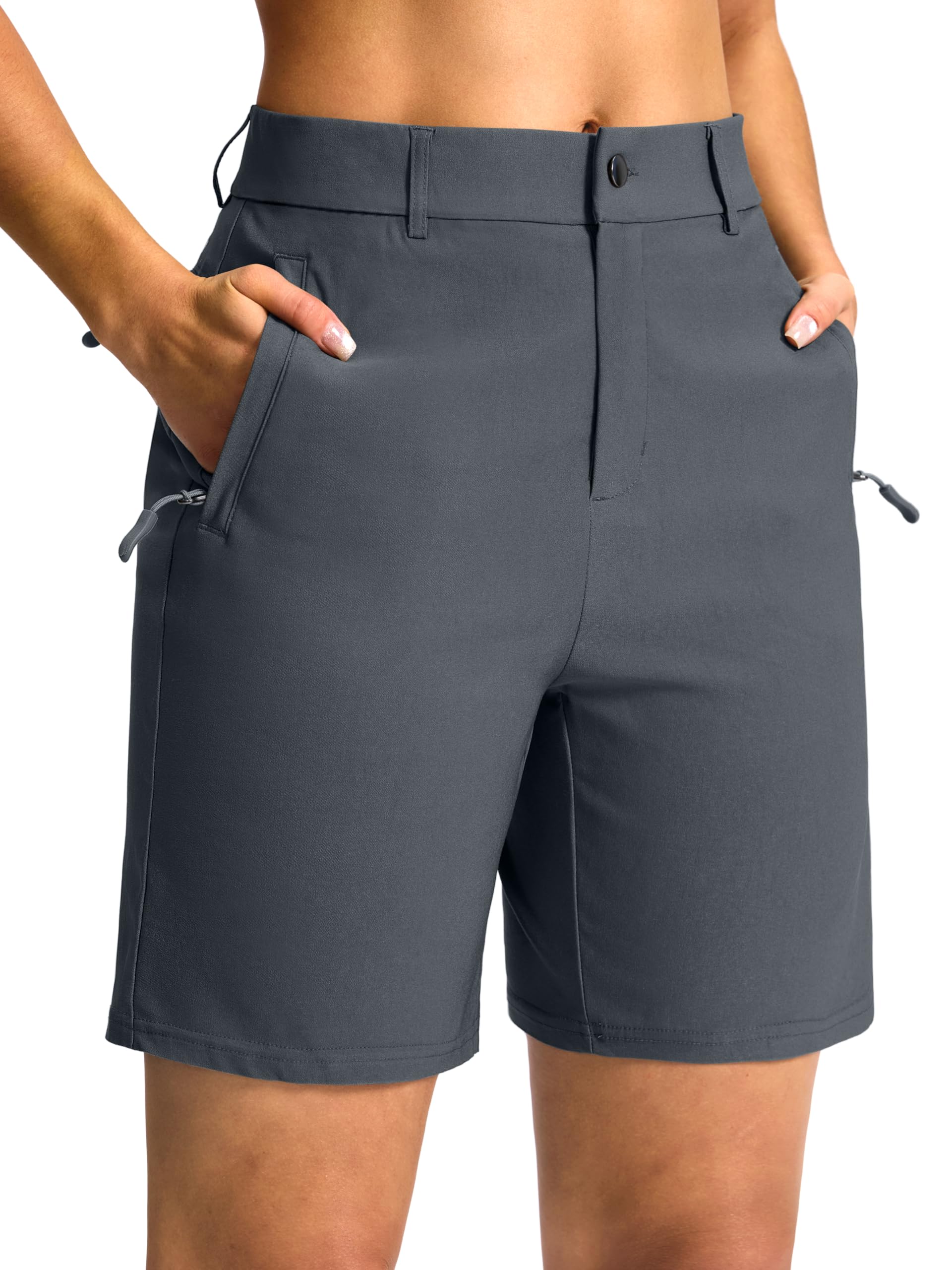 SANTINY Women's 5"/7" Hiking Golf Shorts with 3 Pockets Stretch Quick Dry Outdoor Travel Work Shorts for Women Casual Summer — view 10