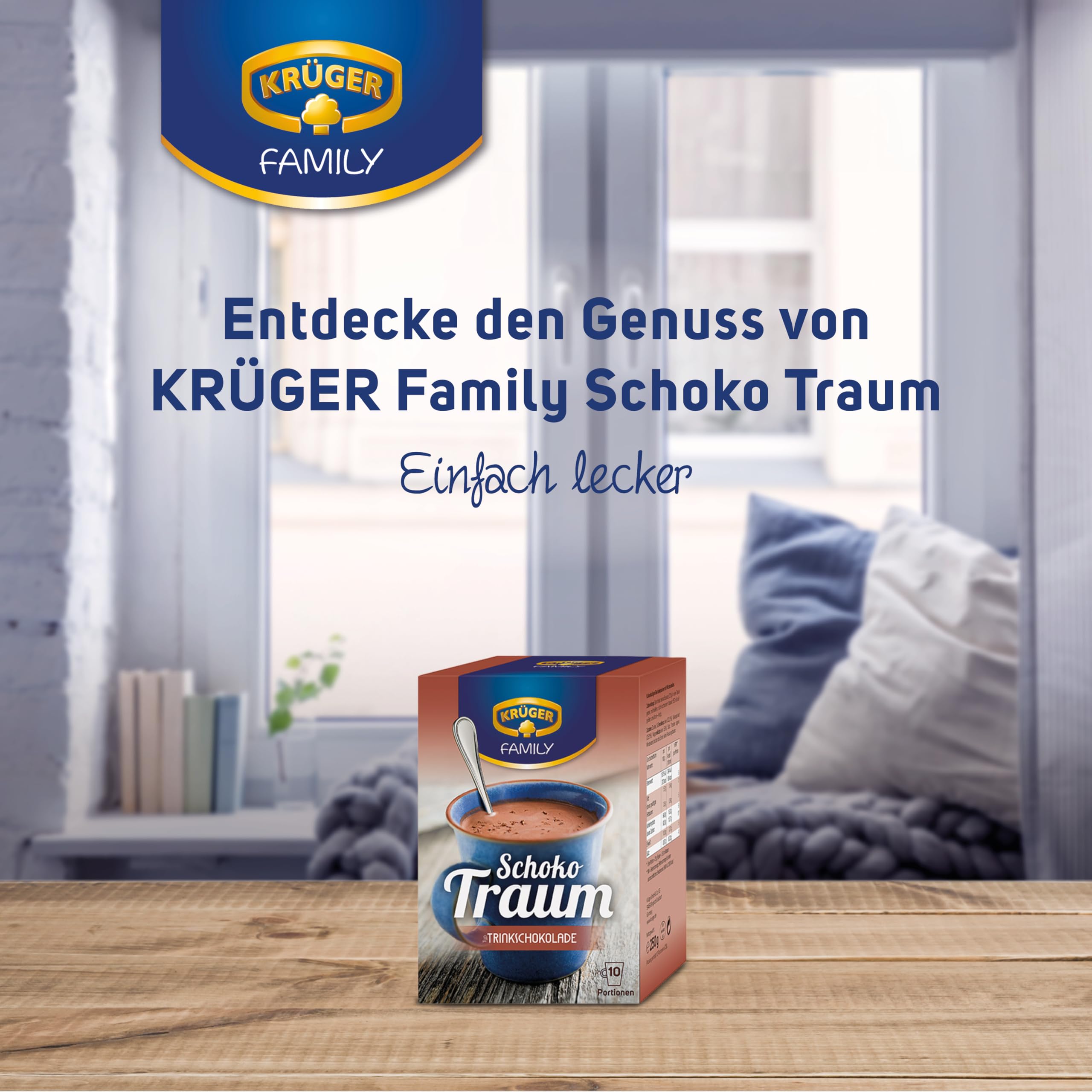KRÜGER Family Schoko Traum Trinkschokolade I Kakao-Pulver zum anrühren I 8x 250g (10 Sachets)