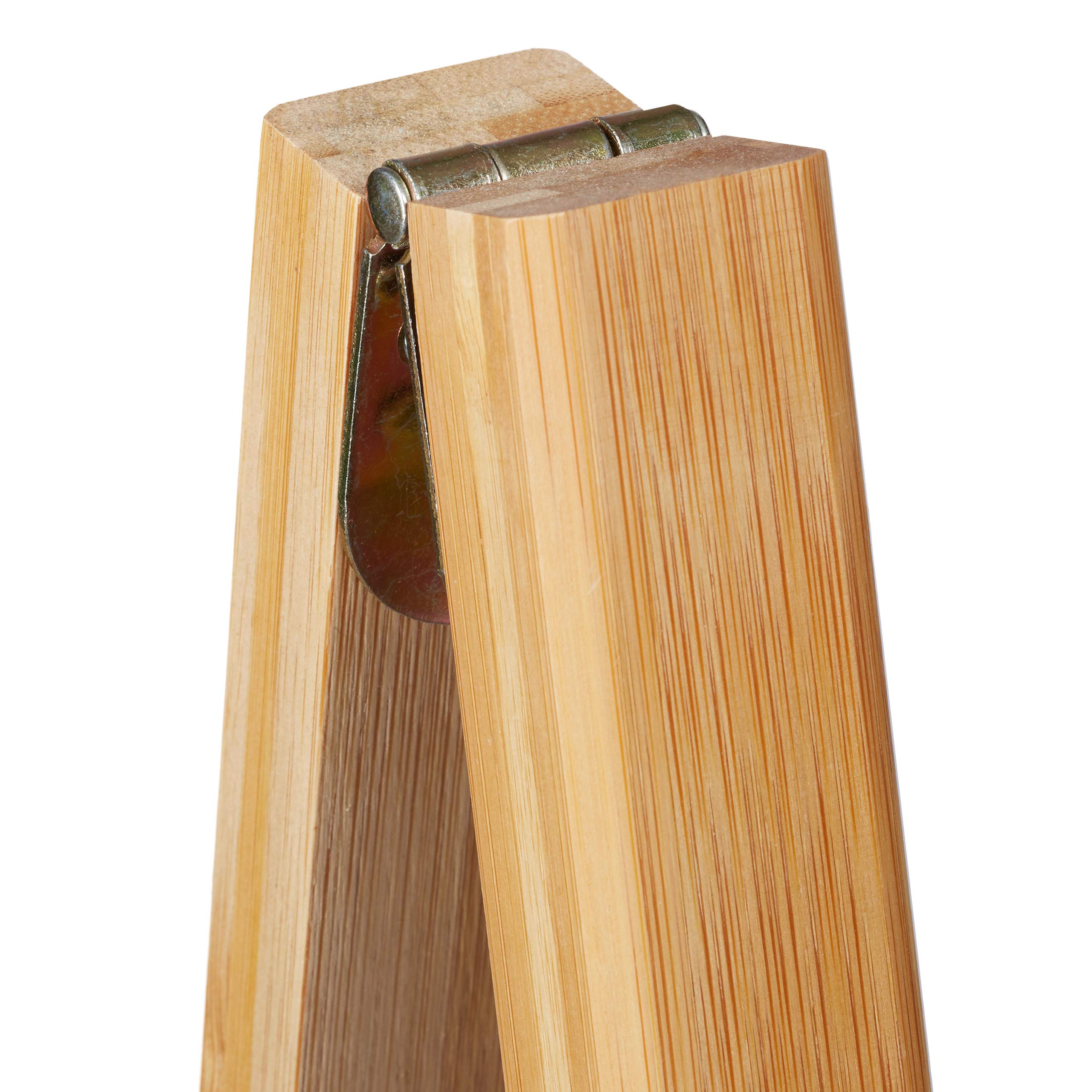 Relaxdays Porta Asciugamani in Bambù, Pieghevole, 4 Aste, a Scaletta, da Terra, HLP 180 x 42 x 2 cm, Legno Naturale