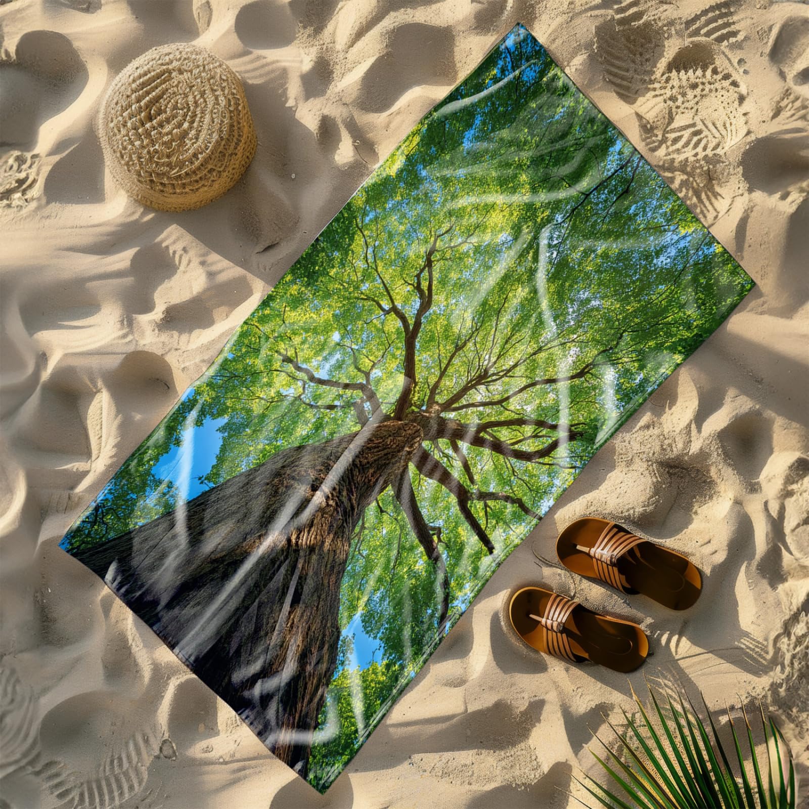 Générique Serviette Microfibre Plage Feuilles Vertes