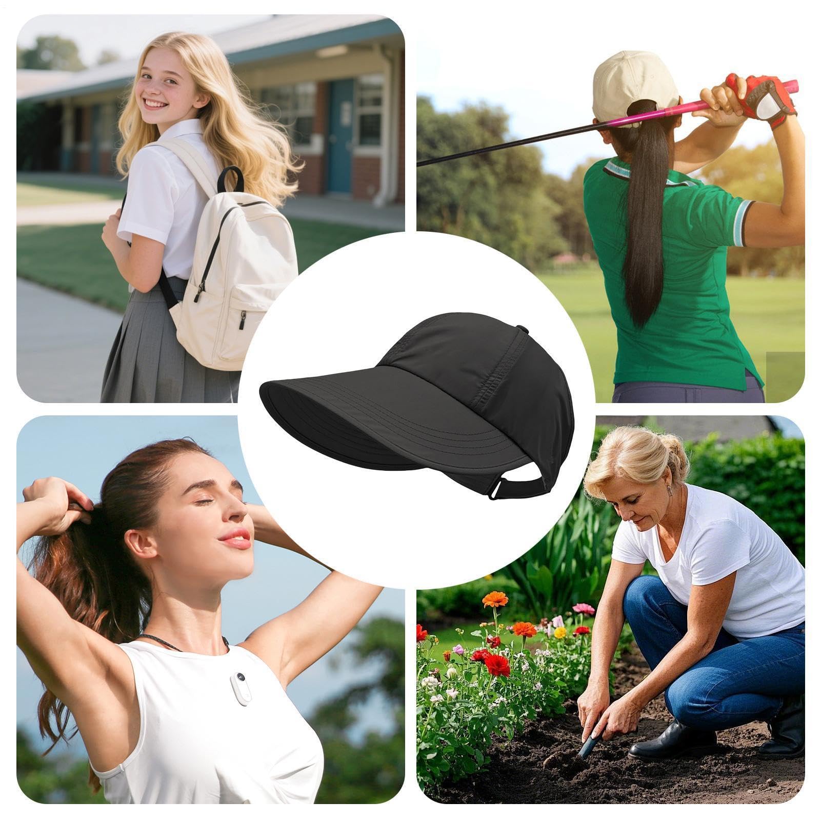 Sombrero de Sol,Protege Rostro y Cuello con ala Ancha,Sombrero de Protección Solar para Mujer | para Playa, Jardín, IR al Trabajo, Escuela, Ciclismo, Madre, Novia, Adolescentes, Adultas — view 4