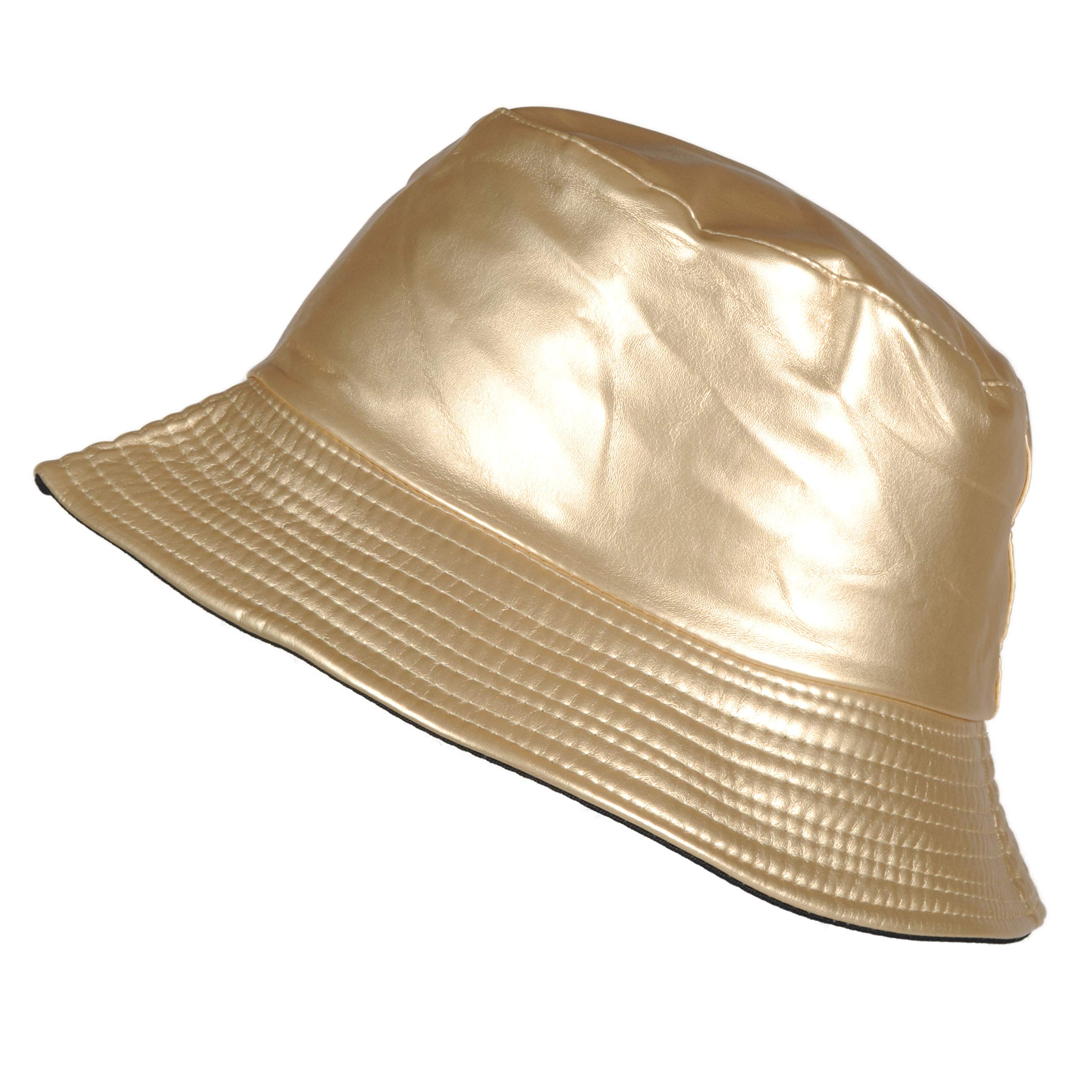 Toutacoo, Rain Hat, Waxed mat, Woman, Waterproof, Reversible (Plain Gold)