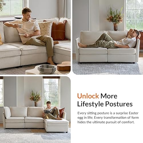 Miniatura 7 de HULALA HOME Sofá modular de 127 pulgadas, sofá modular en forma de U de gran tamaño con otomana de almacenamiento, cómodo sofá de felpilla con