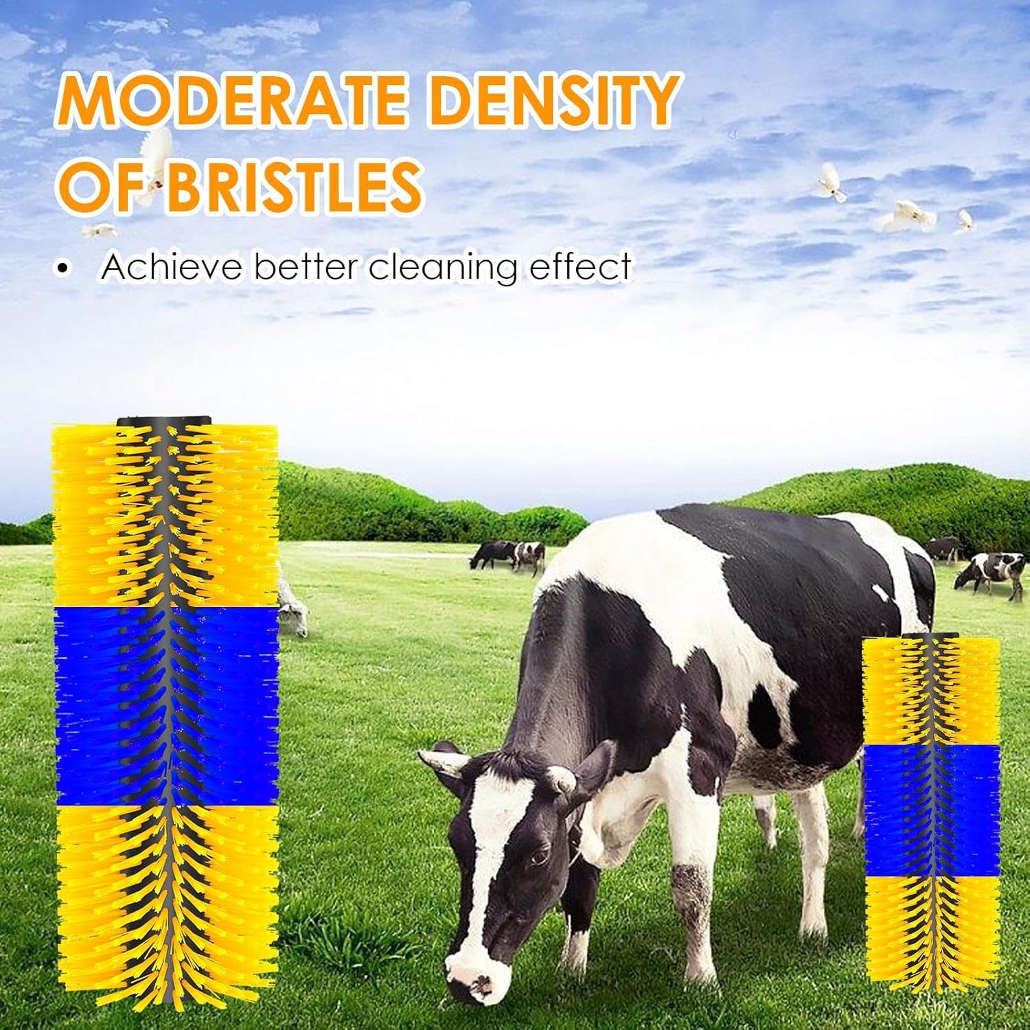 Cow Scratching Post | 4X Flexible Horse Scratchers with Dense Strong Bristles - Livestock Grooming Brush Multifunctional Scratching Supplies with Screws Nuts for Cattle