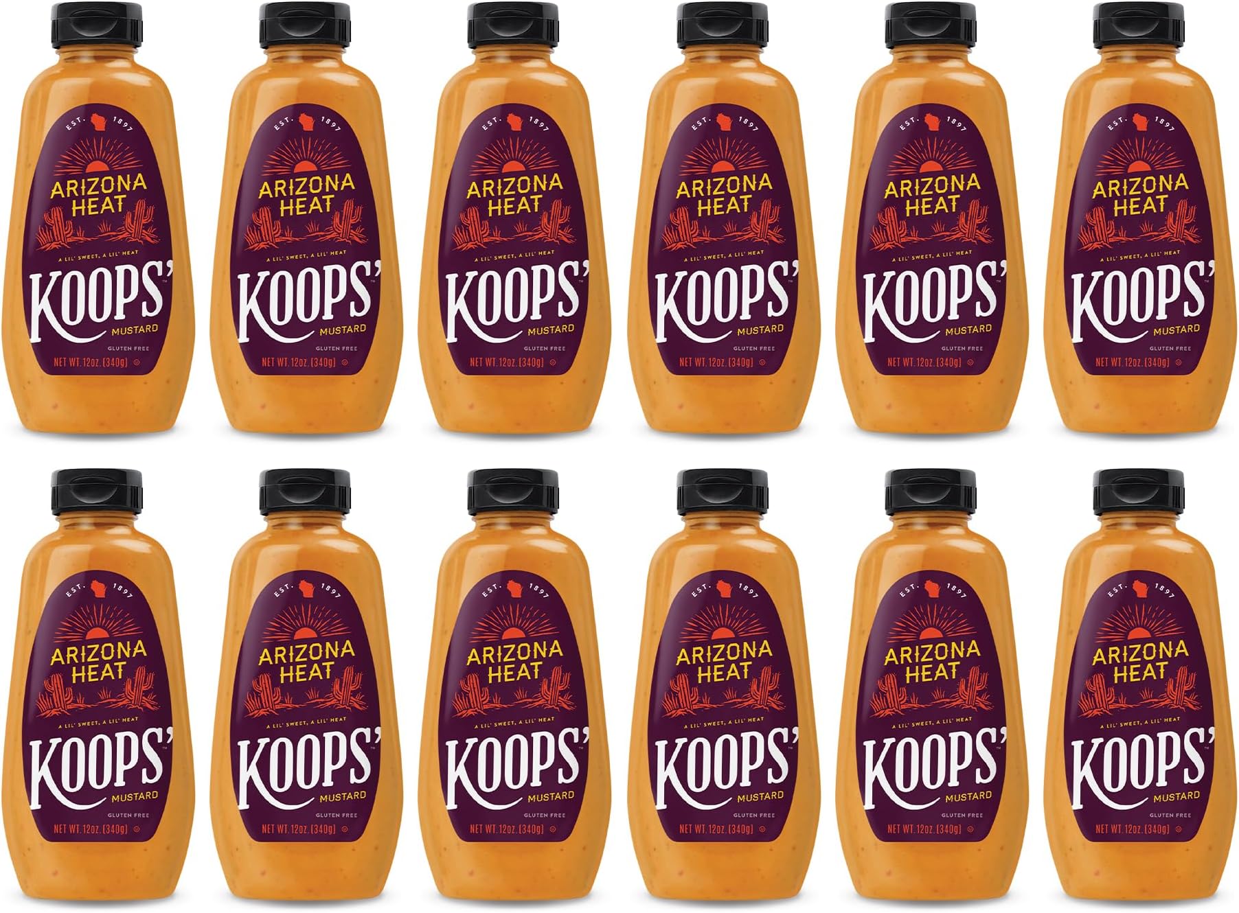 Koops Arizona Heat Mustard, 12-Ounce Bottles (Pack of 12)