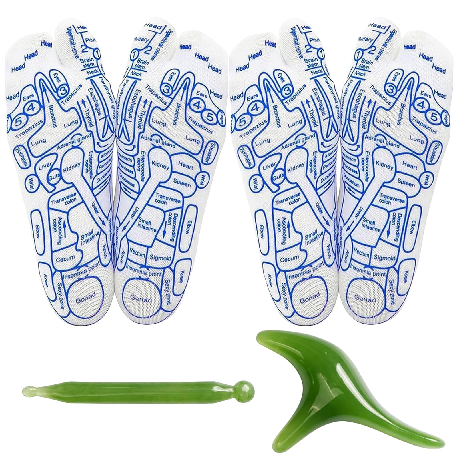 2024 New Acupressure Reflexology Socks,Foot Massage Socks,Acupoint Socks,Relieve Tired Physiotherapy Socks with Massage Tools,Men and Women（White 2pairs）