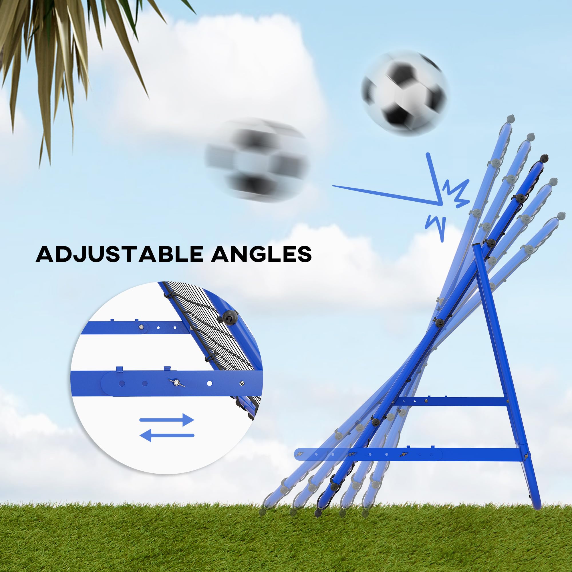 HOMCOM Football Rebounder Net, Adjustable Kickback Target Goal Teens Adults Training Aid for Multi-Sports Practise