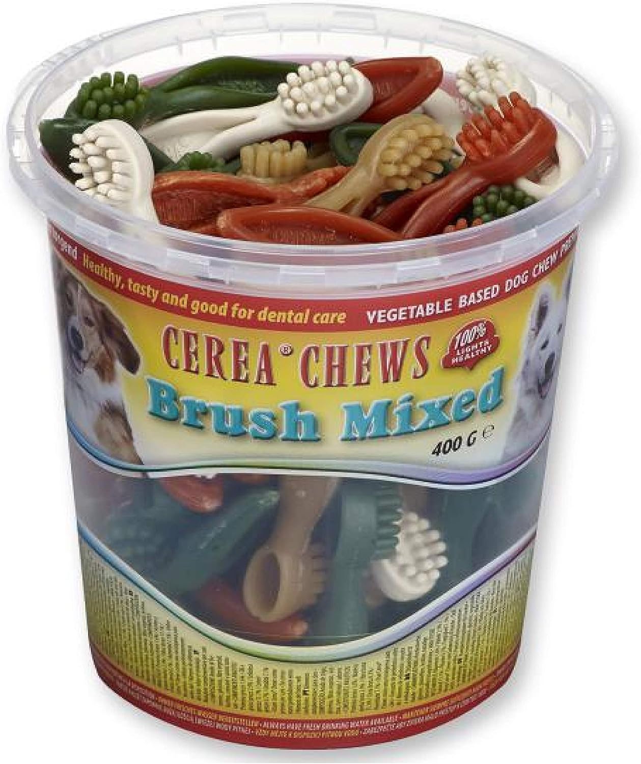 ANTOS CEREA TOOTHBRUSH VEGETABLE CHEW 50PC TUB DOG TREATS GREAT