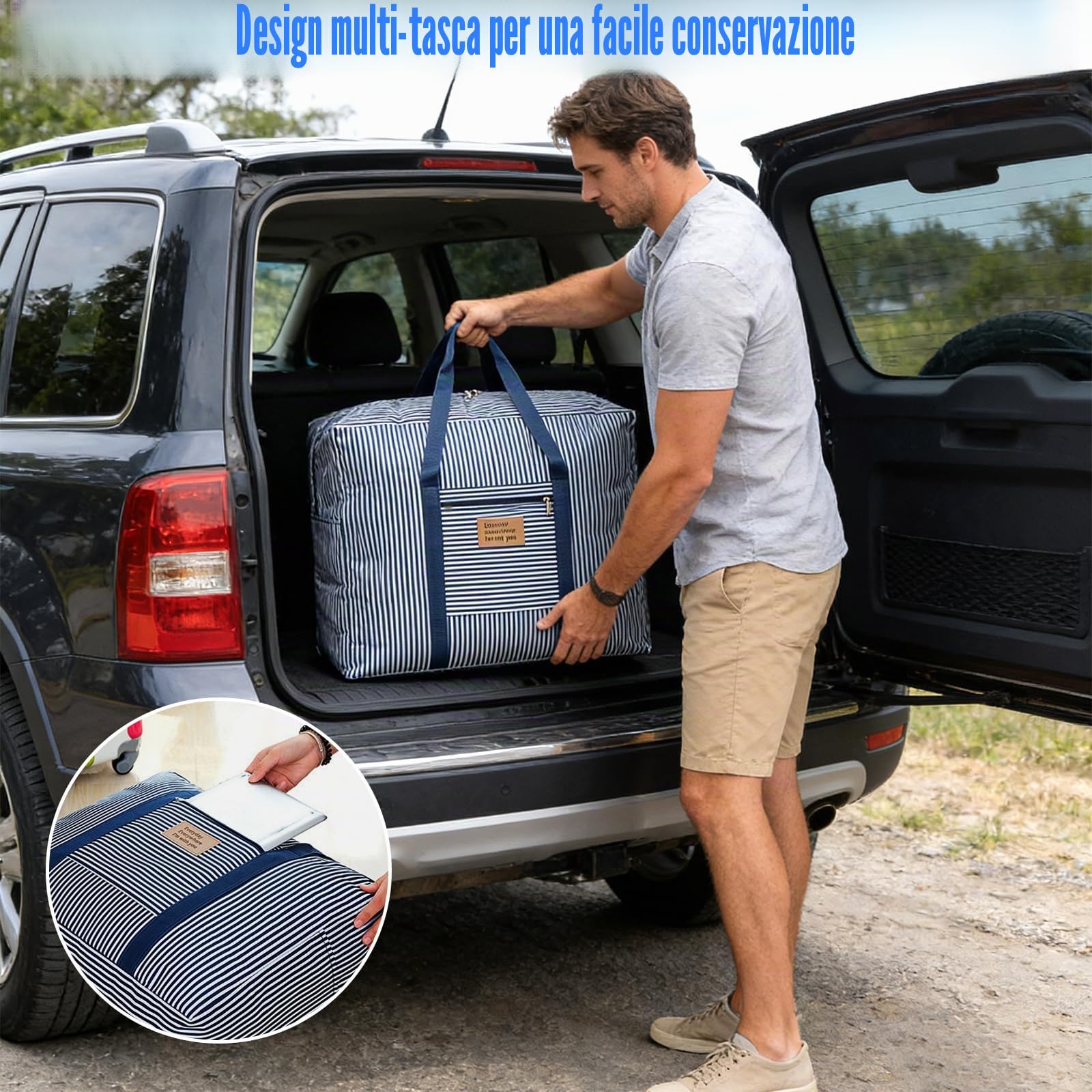 90L Borsa di Stoccaggio Grande, 60 x 50 x 30cm Borsa di Stoccaggio con Maniglia e Cerniera, 600D Oxford Impermeabile Borse Trasloco per Traslochi, per Biancheria da Letto Materassi Coperte Trapunte | 60x50x30cm Borsa di Stoccaggio, Impermeabile, Borse Tra
