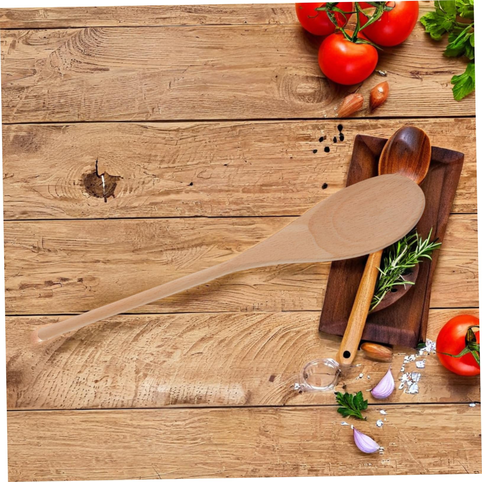 OUNONA Cuillères en Bois à Long Manche pour Mélanger Lot de 24 Ustensile Cuisine Polyvalent Beige, Non Verni Cuisson et Projets Diy