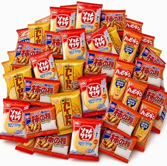 Kameda Mini Senbei Individually Wrapped 4 Types Assorted Set Happy Turn Curry Senbei Soft Salad Kaki no Tane Total 800 pieces