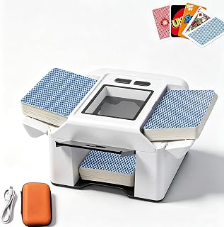 Automatic Card Shuffler 1-2 Deck, Rechargeable Low Noise Card Shuffler | Dual-Mode Card Shuffler Machine For Poker, Blackjack, Texas Hold'em, Home Card Games, Skip-Bo, Phase 10 (WHITE)