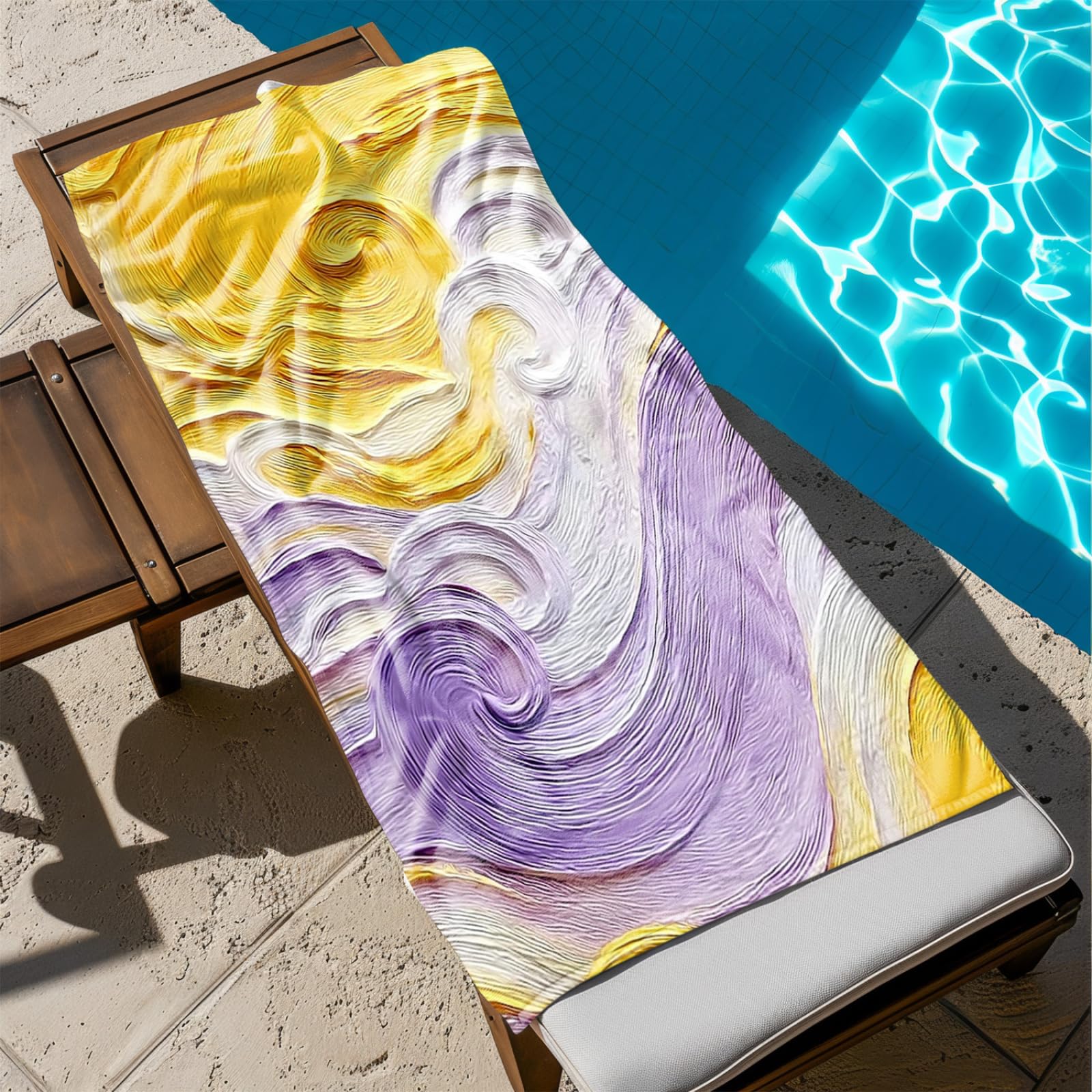 Genérico Toalla Playa 90X180 Patrón Amarillo Púrpura Grande Toallas de Playa Microfibra Ligera Secado Rápido Sin Arena para Mujer Hombre Viajes Vacaciones Natación Camping