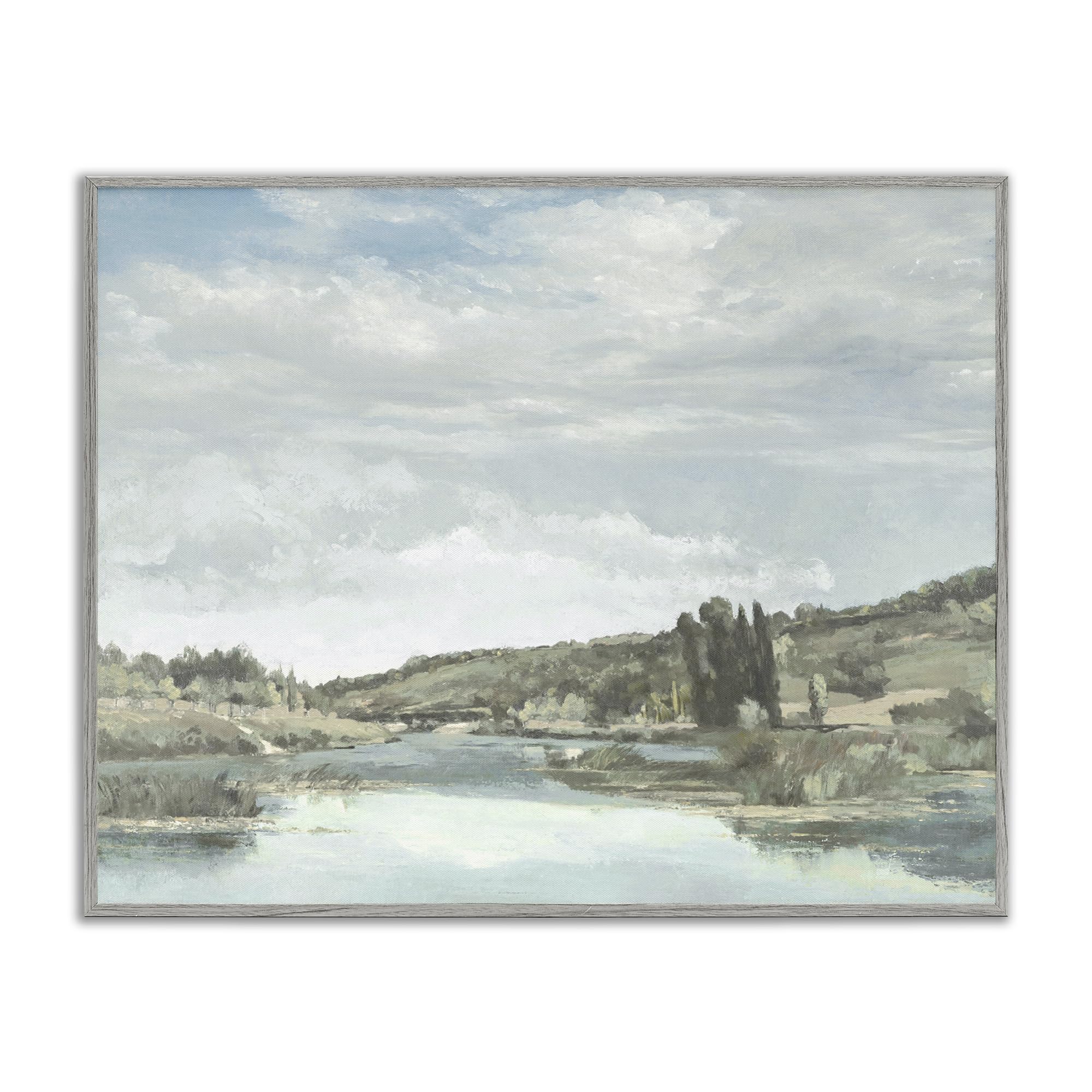 Stupell Industries Farmhouse Gray (Textured) 'On The Water Landscape'| Framed Giclee Art