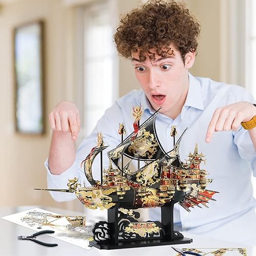 Miniatura 2 de Piececool Rompecabezas de metal 3D kits de modelos de barco para construir para adultos kit de construcción de modelo de barco rompevientos