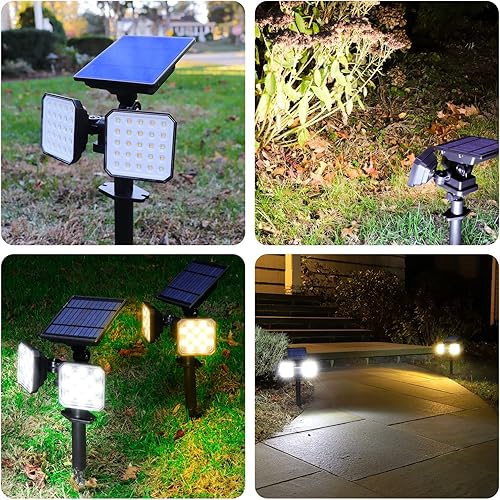 Miniatura 6 de Kasonic - Focos solares para exteriores, impermeables, del atardecer al amanecer, para jardín, patio, entrada, pasarela, luz diurna y blanco cálido,