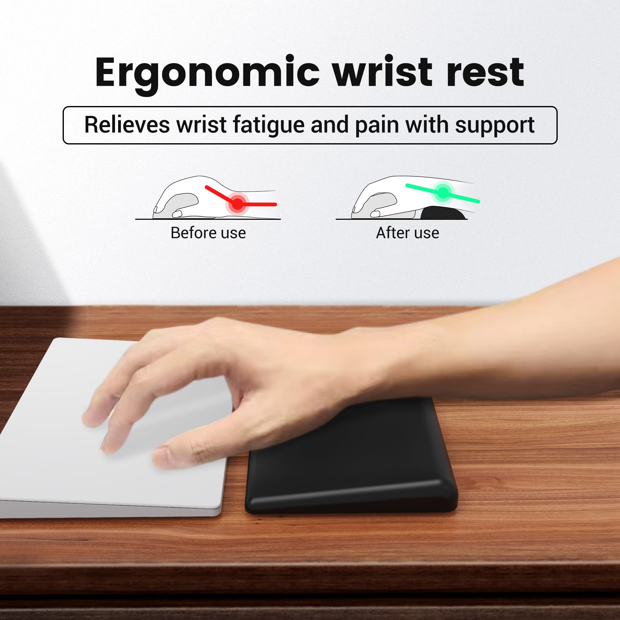 MEKASS Wrist Rest for Magic Trackpad 2 and Slim Mouse, Easy Typing and Relieves Wrist Pain, Leather Mouse Wrist Pad Comfortable Support with Anti-Slip for Office