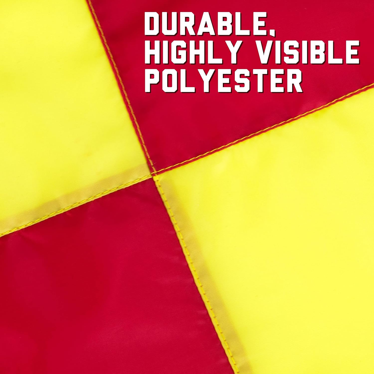 2-pack of Linesman Referee Flags - Highly Visible, Red & Yellow Checkered Hand Flags for Soccer & Football with Durable Plastic Rods by Crown Sporting Goods