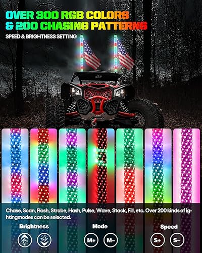 Miniatura 4 de CO LIGHT Luces LED en espiral de 3 pies con control remoto y aplicación, 300 colores y 200 modos RGB de persecuciónbaile antena gruesa iluminada
