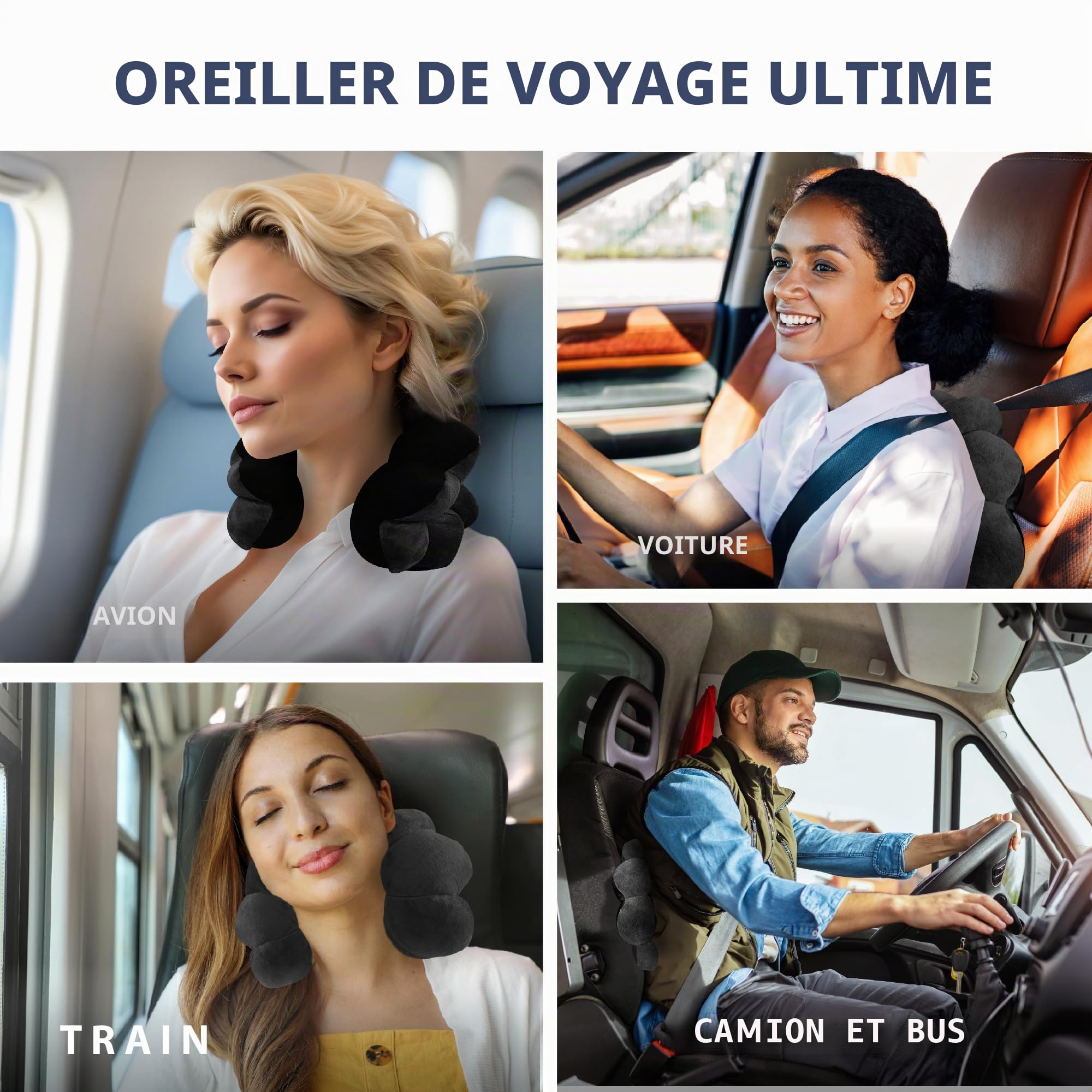 Total Pillow Microbeads Oreiller Portable – Utilisation 2017 à la Maison ou en Voyage Noir