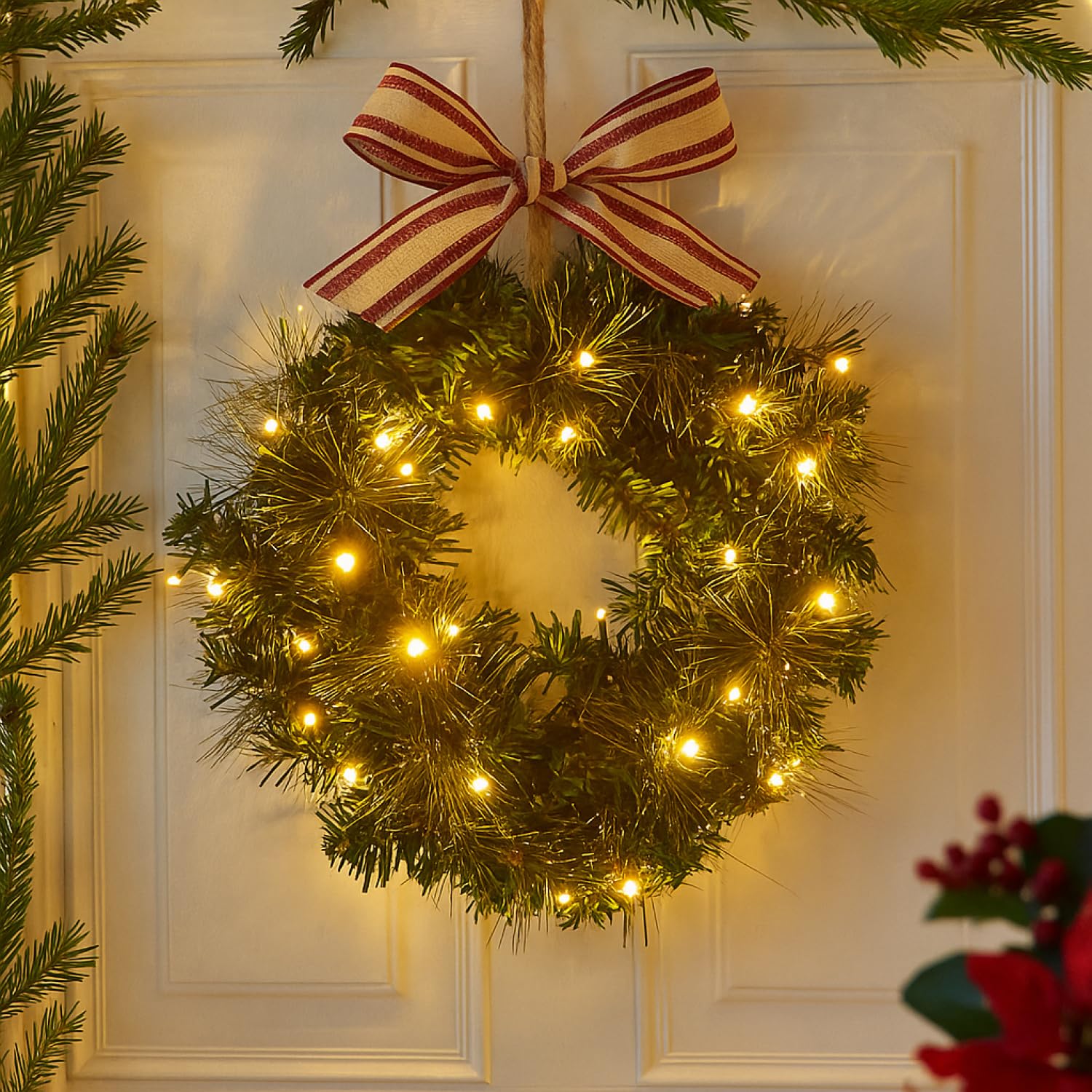 COM-FOUR® Ghirlanda per porte a LED Natale, Ghirlanda dell'Avvento