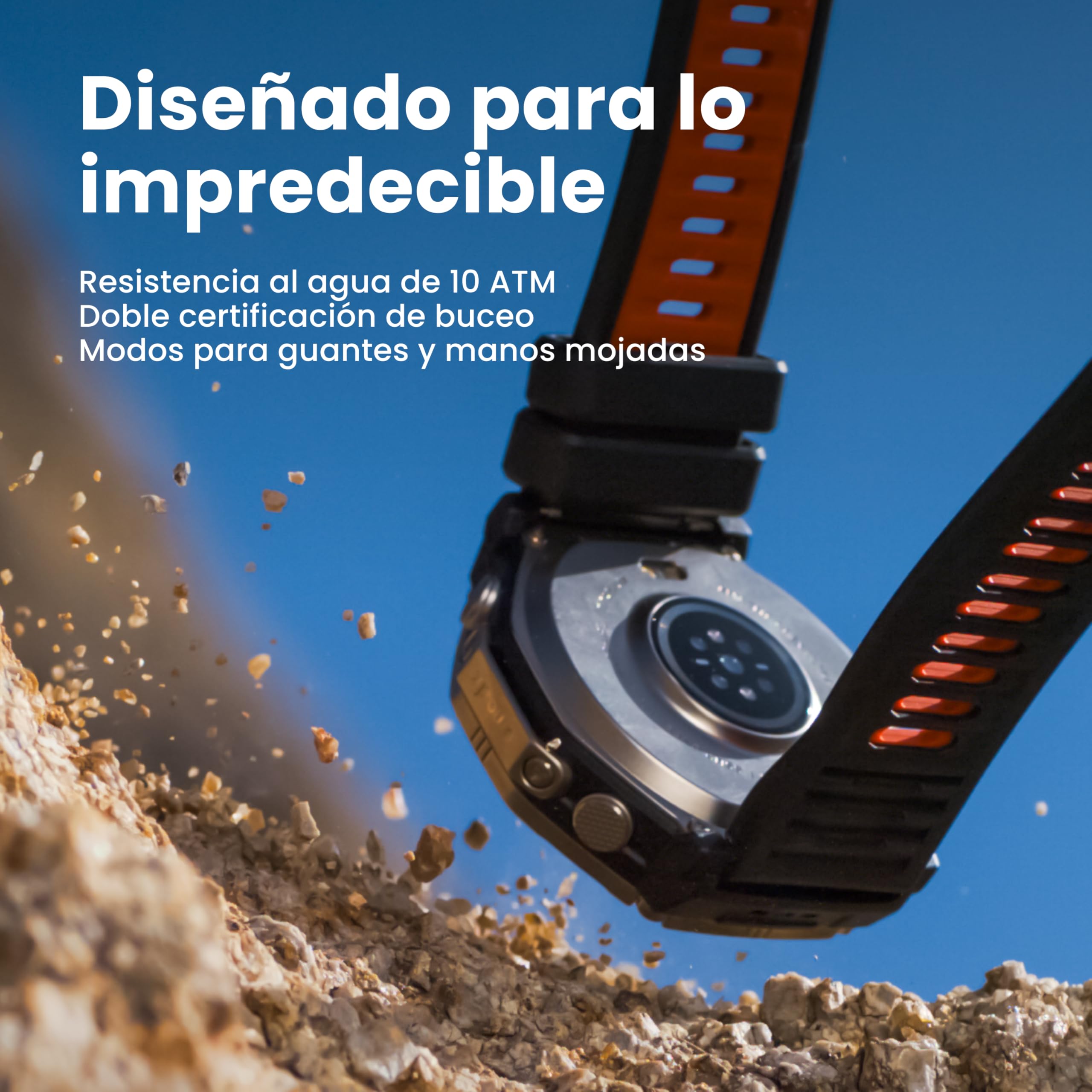 Amazfit T-Rex Ultra 2 Reloj Inteligente Outdoor, GPS Doble Banda, Caja Titanio 51 mm, Pantalla AMOLED 1,5" Cristal de Zafiro, Linterna, 30 Días Autonomía, Mapas Offline, Resistente al Agua 10 ATM