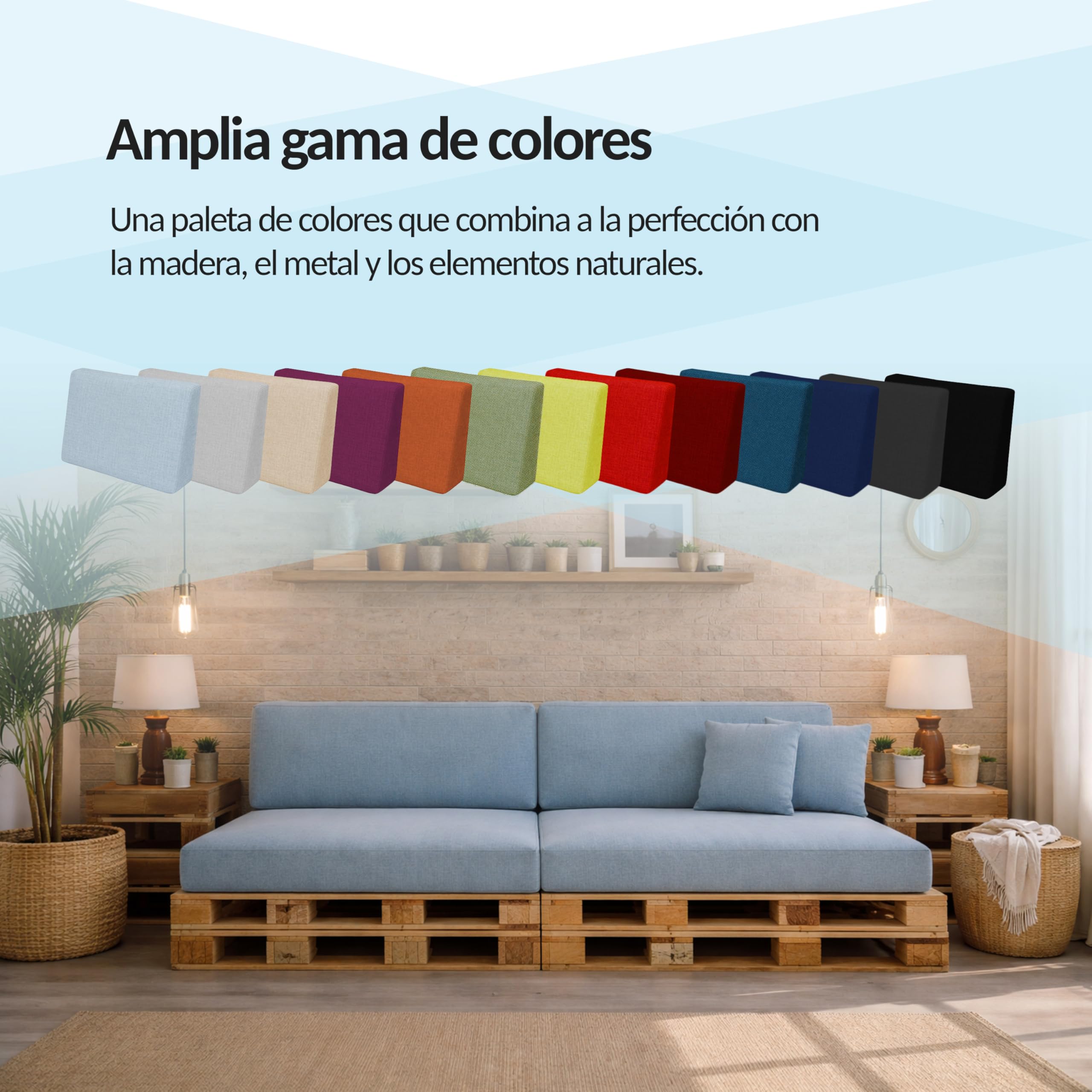 POKAR Set de 2 Cojines para Palets Impermeable | 1x Asiento 120x80 + 1x Respaldo 120x40 para Sofá de Jardín | Fundas Desenfundables | Ideal para Europalés | Fabricado en UE | Oeko-Tex | Beige