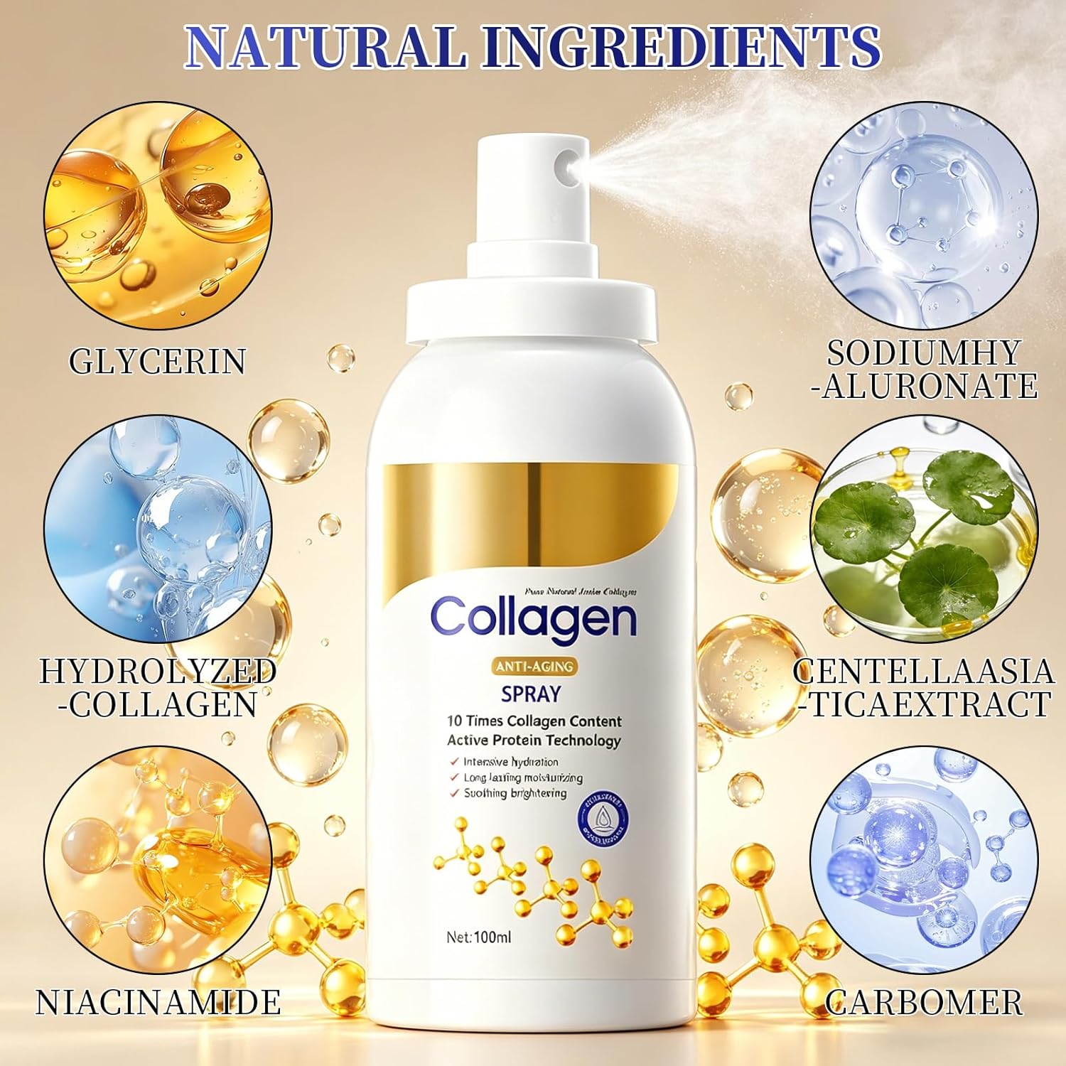 2pcs Collagen Spray, Collagen Body and Face Serum Lotion, Plumping and Care Set for Body and Face, Suitable for All Skin Types