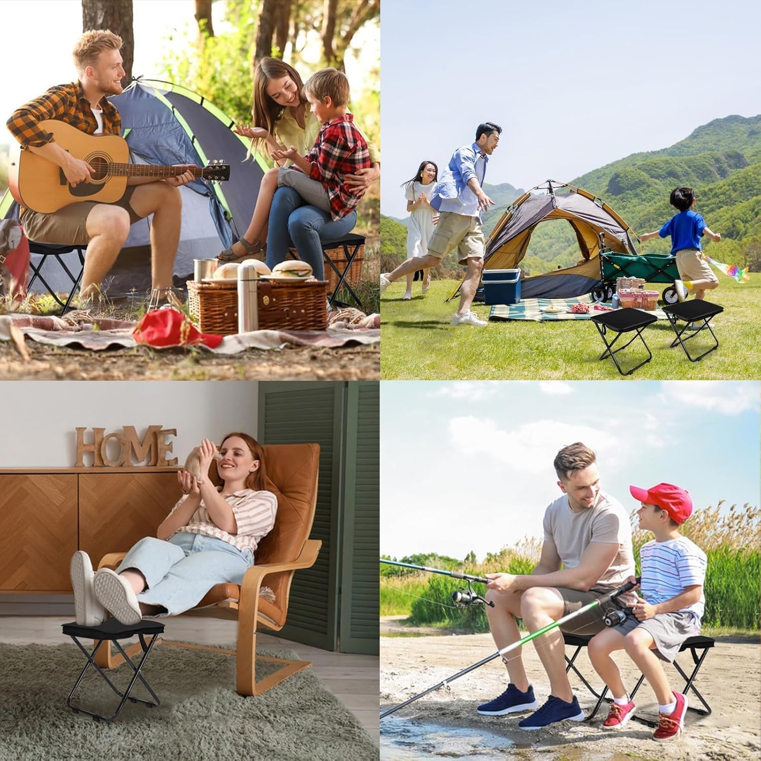 ZeiLaBang Kakadi 2 Stück Camping Hocker,26cm Tragbarer Klapphocker,Leicht Sitz Falthocker,Mini-Klapphocker,Campinghocker mit Aufbewahrungsbeutel, für BBQ, Camp, Reisen, Wandern, Beach, Garden, Angeln