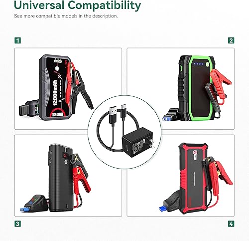 Miniatura 4 de FITE ON Cargador de alimentación tipo C de 5 V compatible con NEXPOW Car Jump Starter 1500A 2000A Peak Battery Starter GOOLOO GP2000 GT3000