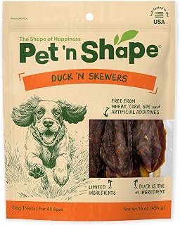 Pet 'n Shape Chik 'n Skewers Duck Wrapped Rawhide Dog Treats - Grain-Free High Protein Chews for All Breeds 1 lb